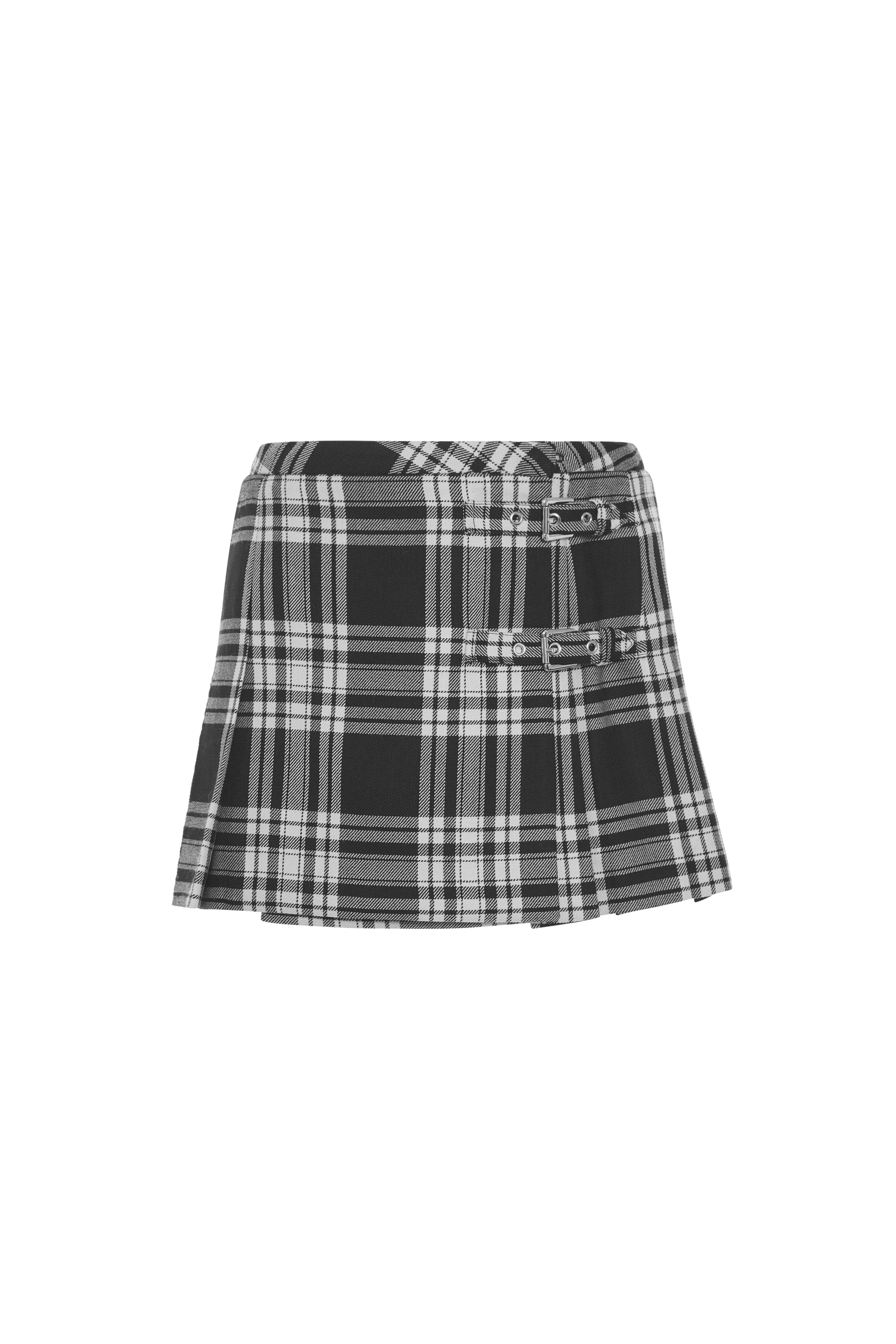 Black and white 2024 tartan pleated skirt