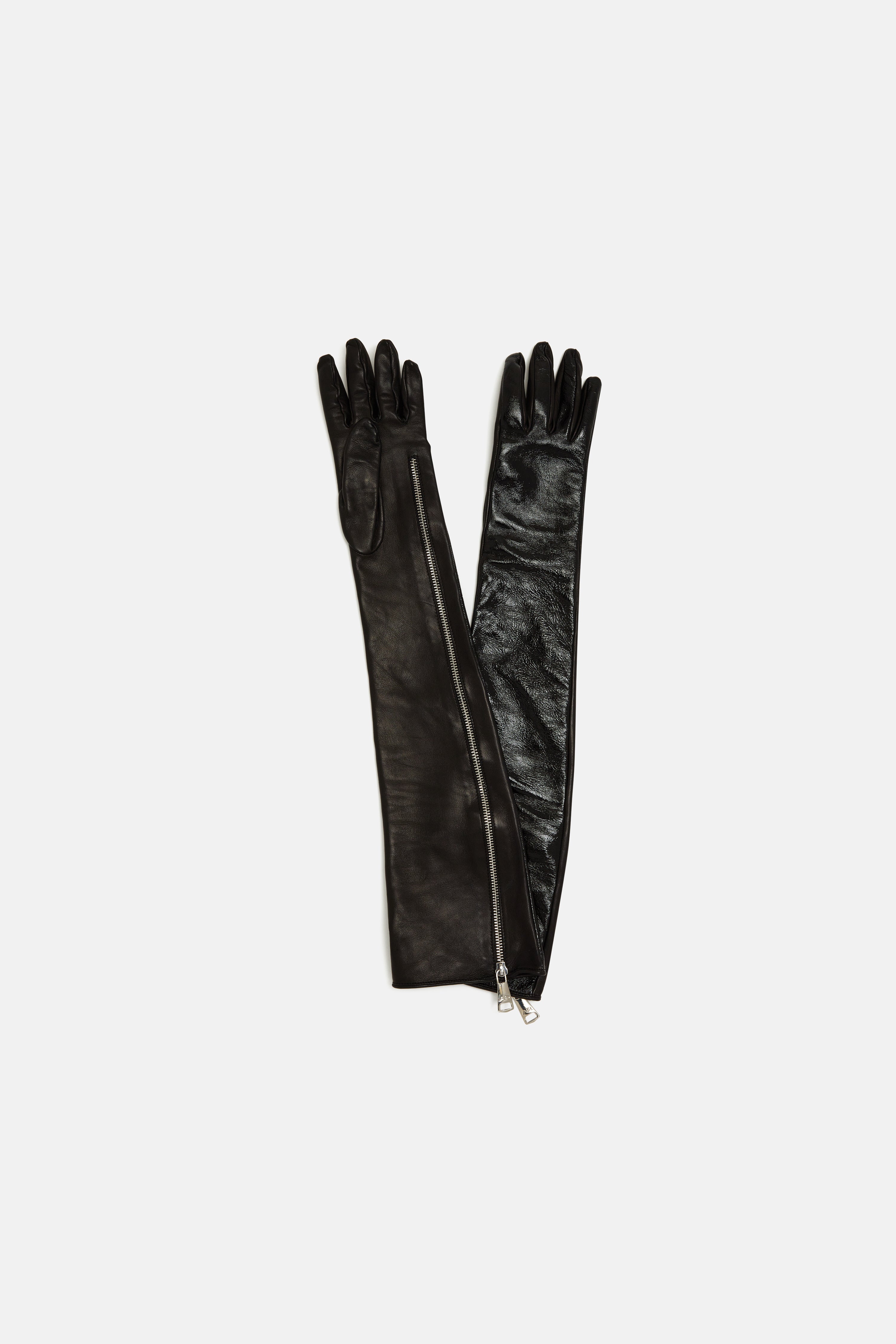 PATTENT LEATHER LONG GLOVES WITH ZIP