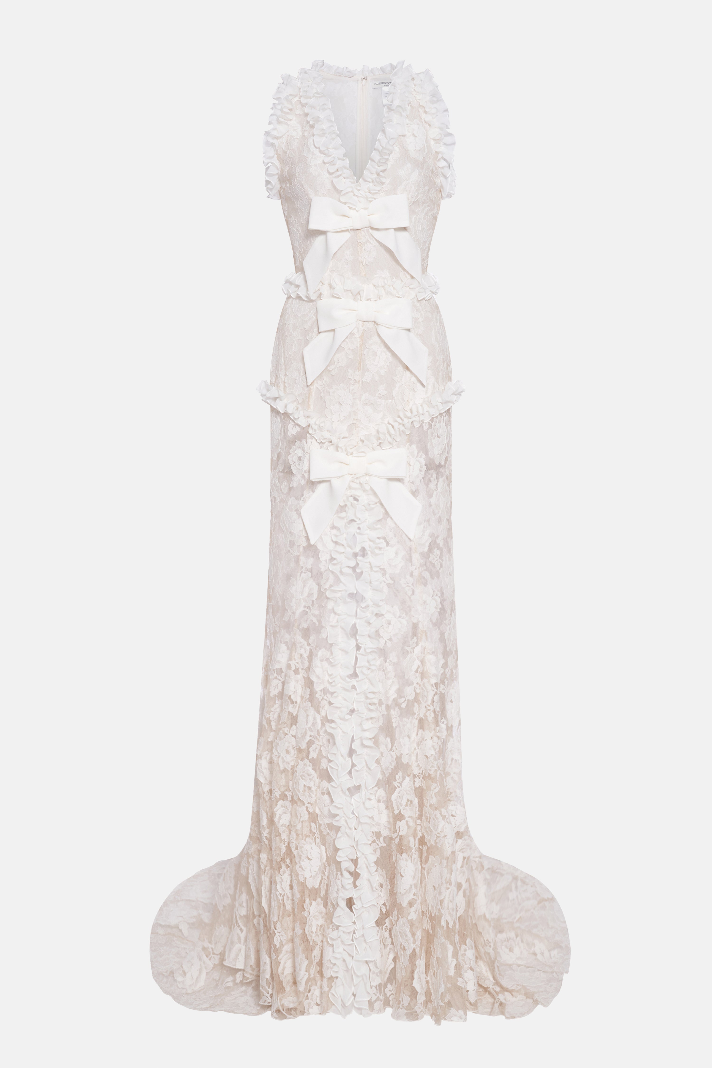 Alessandra rich 2025 white lace dress