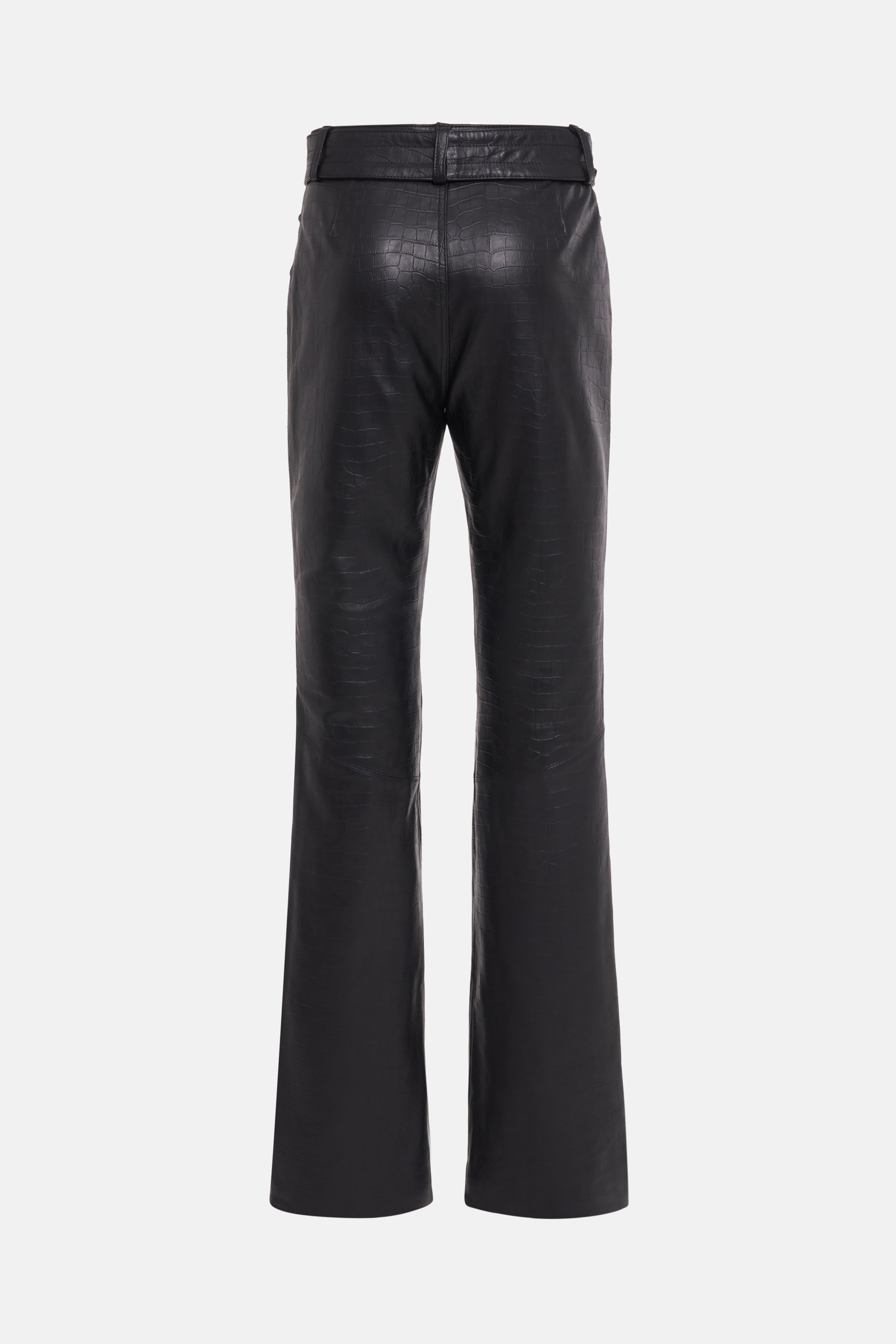CROCO PRINT LEATHER TROUSERS WITH STUDS AND BELT