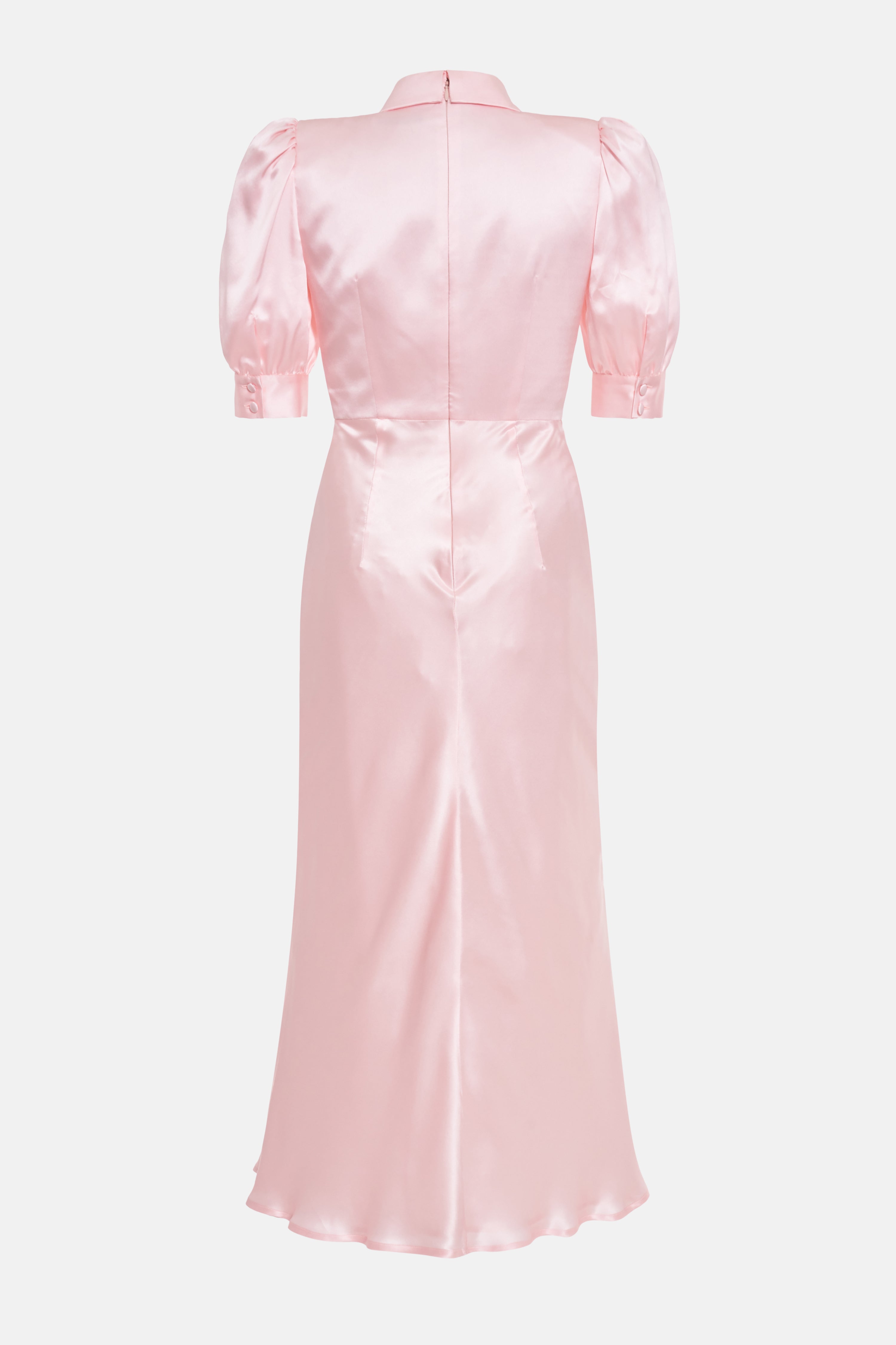 SILK SATIN DRESS WITH COLLAR AND BUTTONS