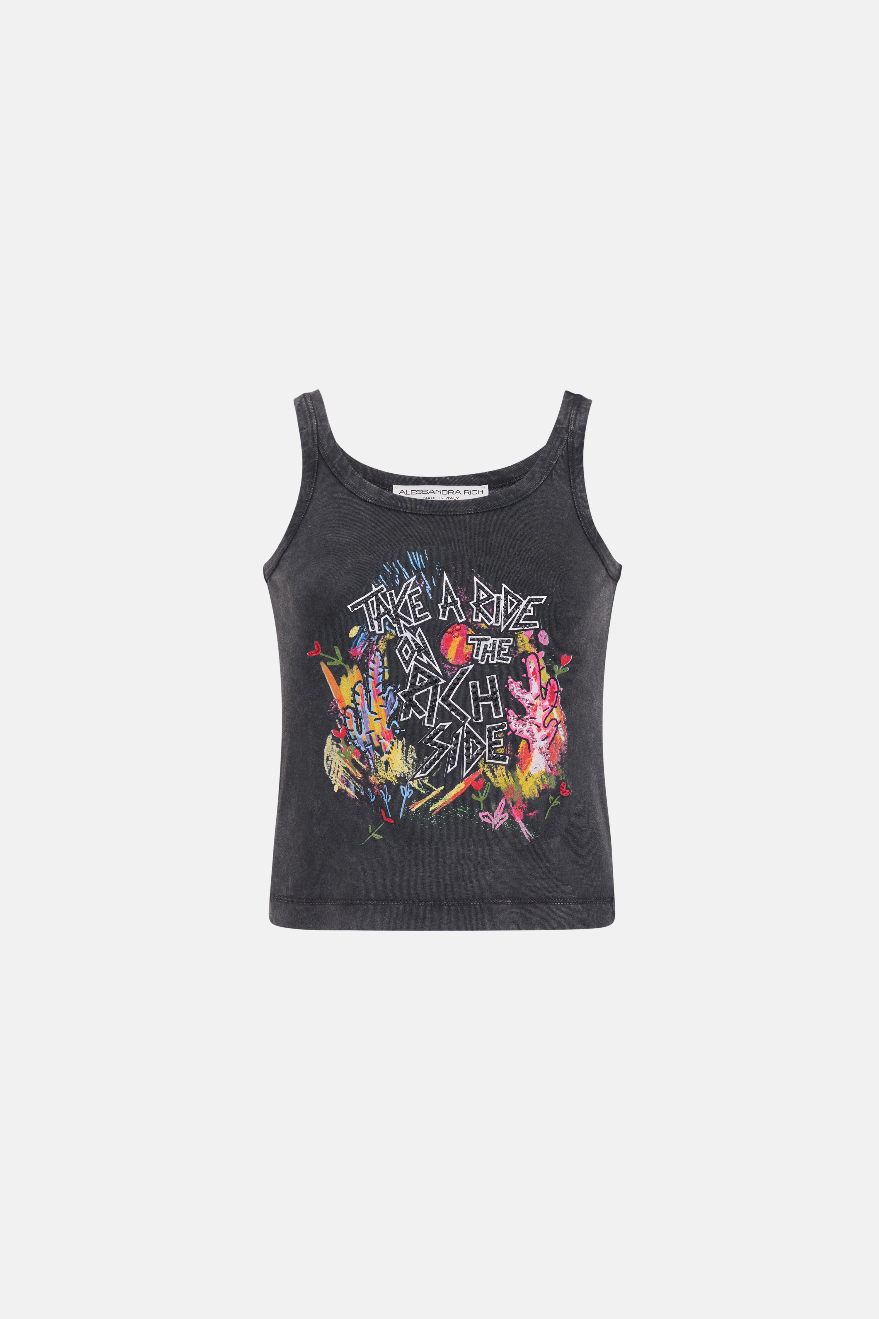JERSEY TANK TOP WITH PRINT AND HOTFIX
