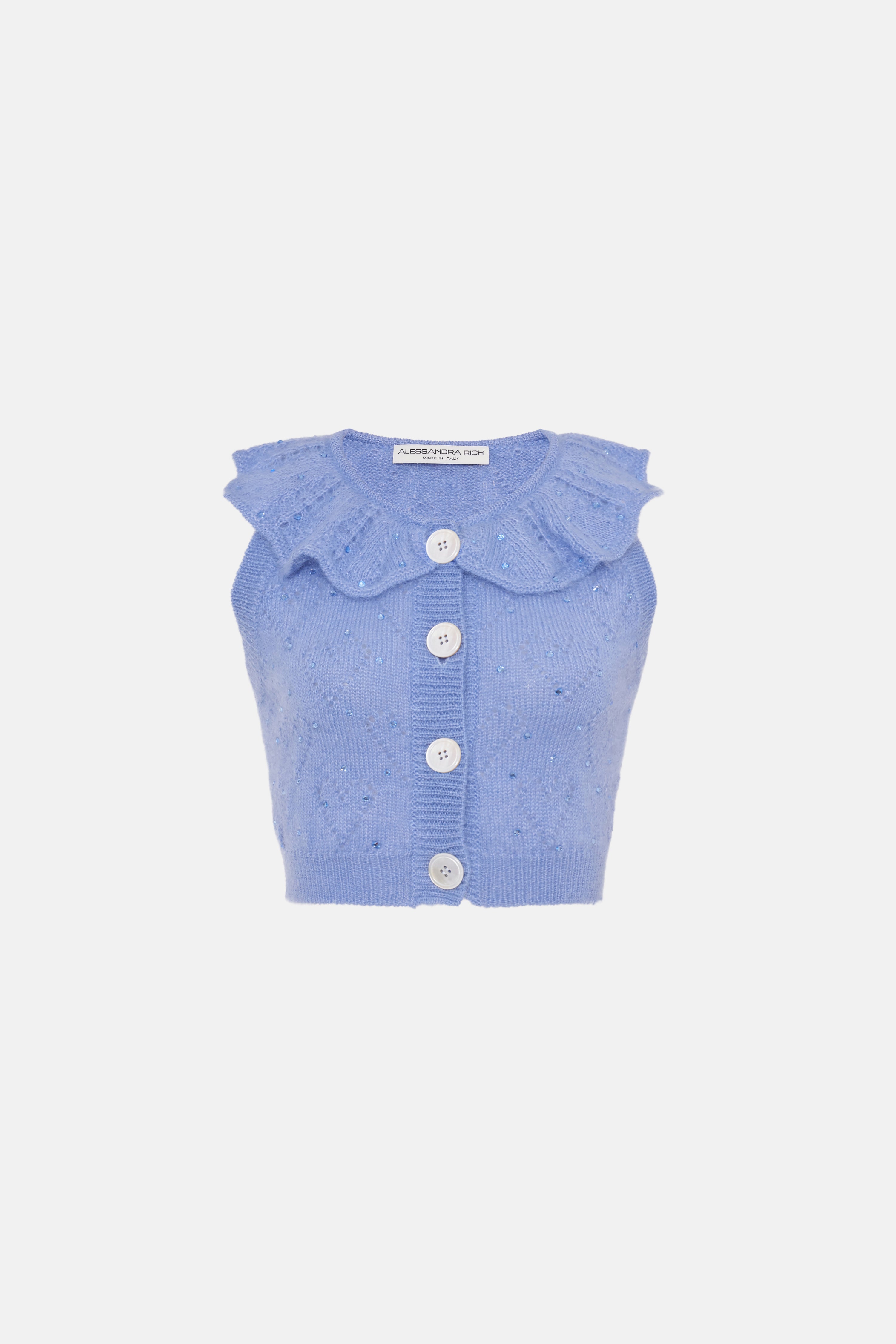 KNITTED MOHAIR TOP WITH HOTFIX