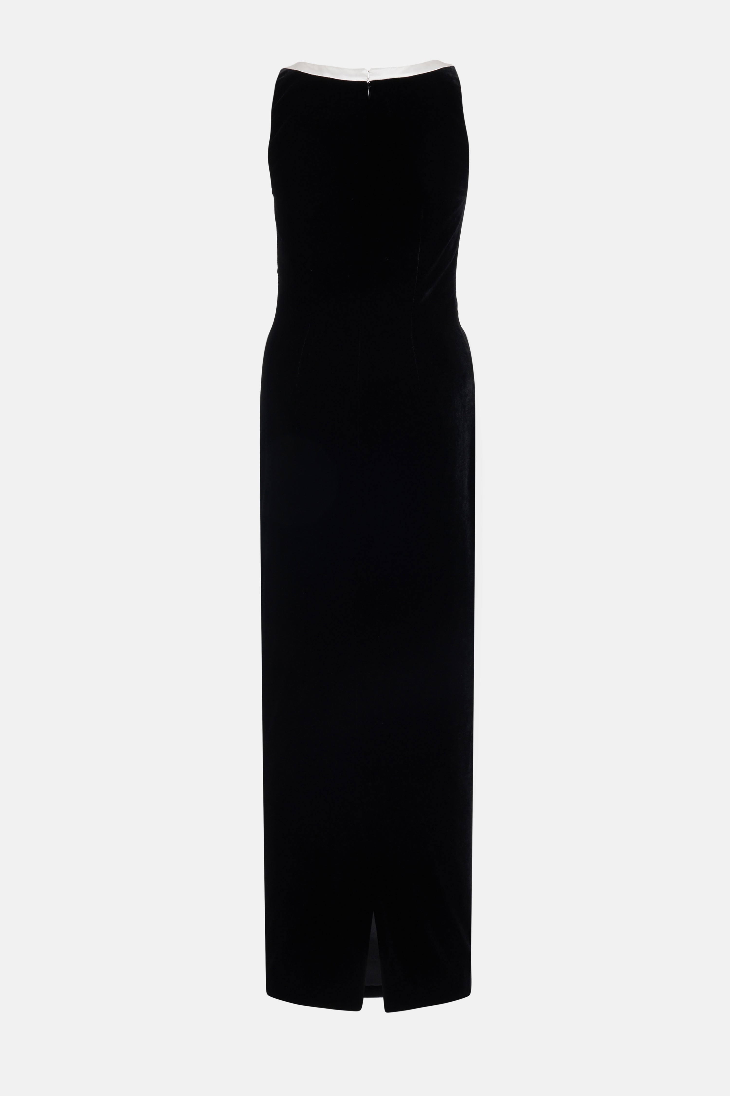 VELVET EVENING DRESS WITH CONTRASTING DUCHESSE BOW