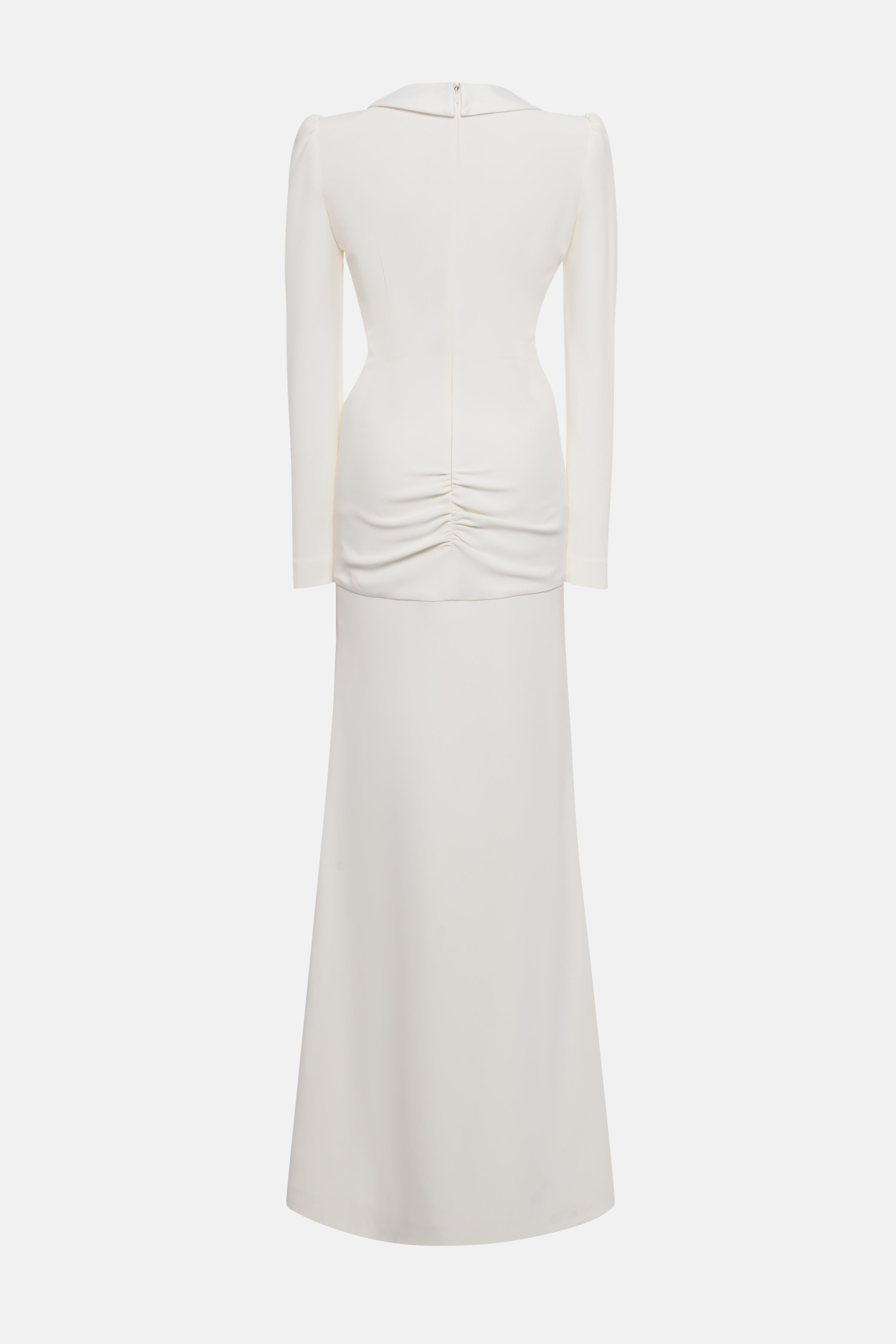 CADY EVENING DRESS WITH MIKADO COLLAR, ROSE DETAIL