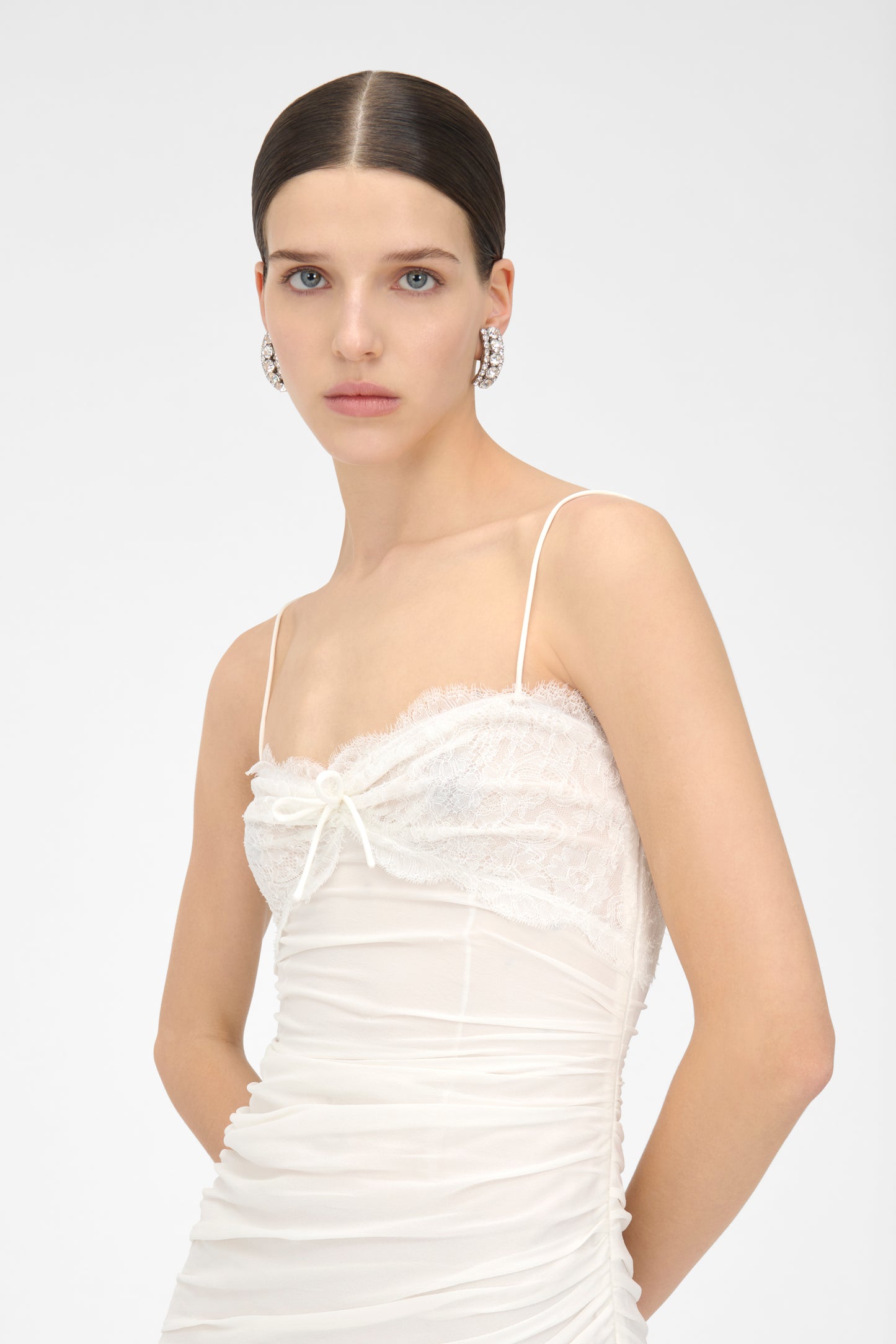 SILK AND LACE MINI DRESS