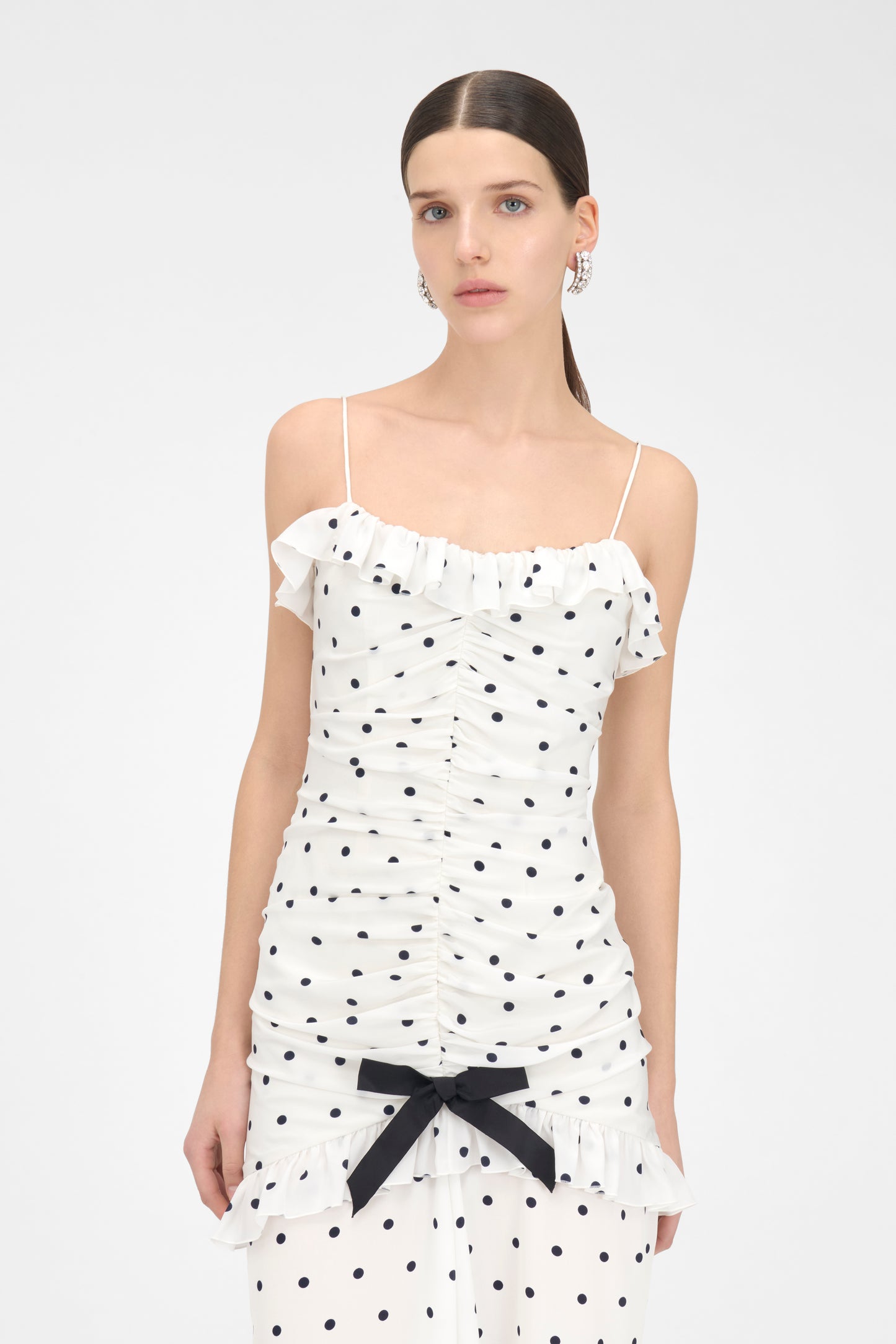 POLKA DOT DRESS WITH SPLIT