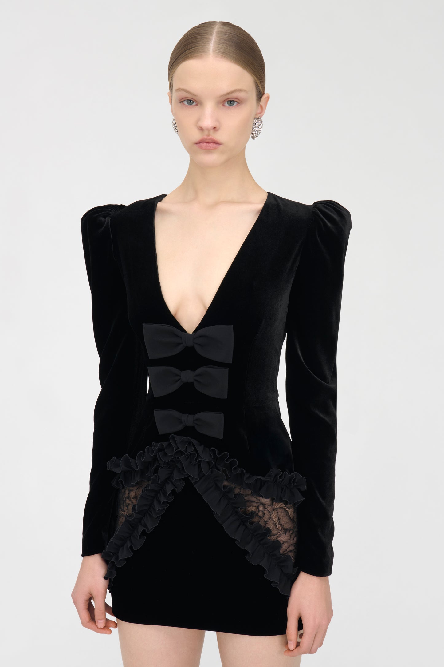 VELVET AND LACE MINI DRESS