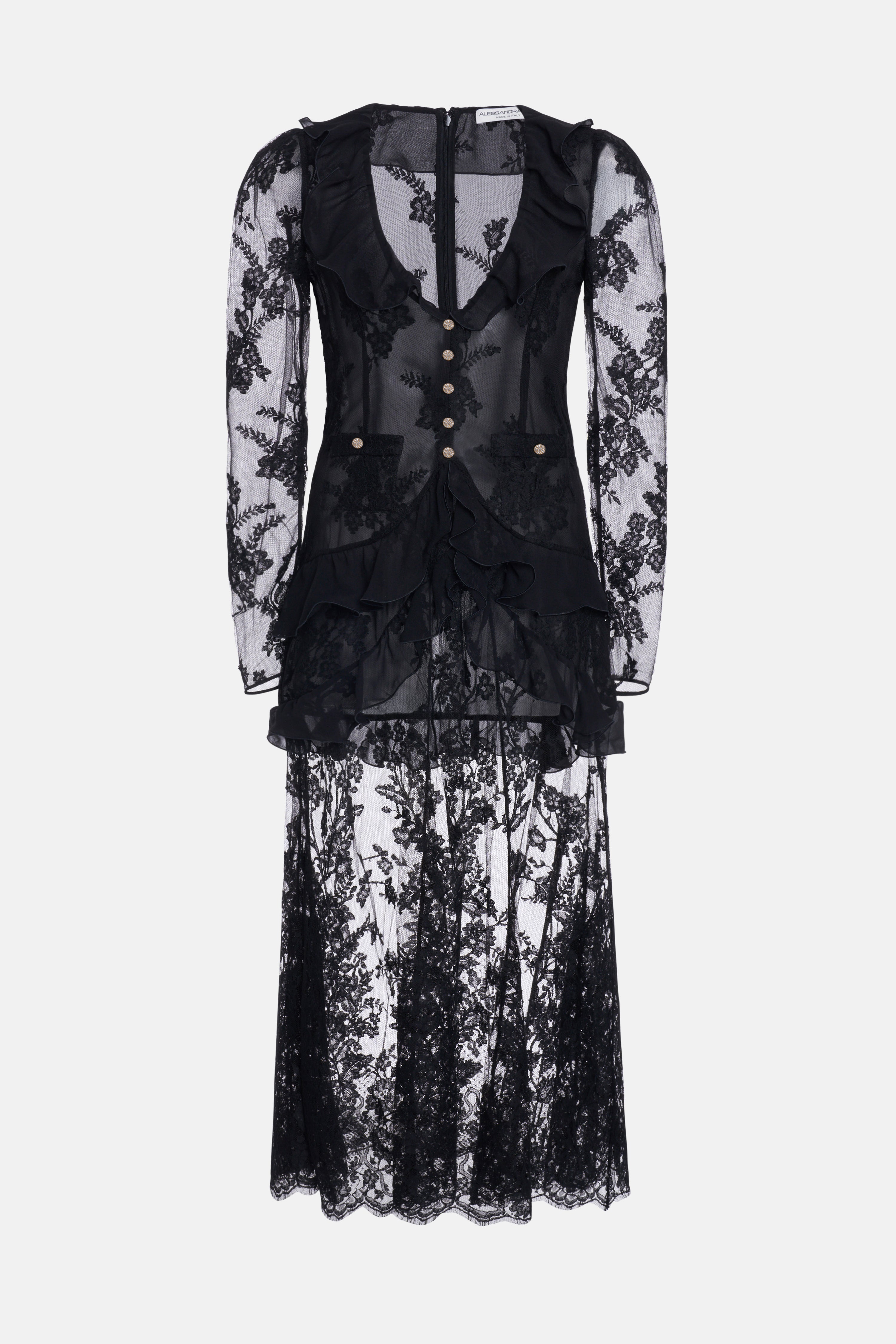 LACE DRESS WITH RUFFLES – Alessandra Rich