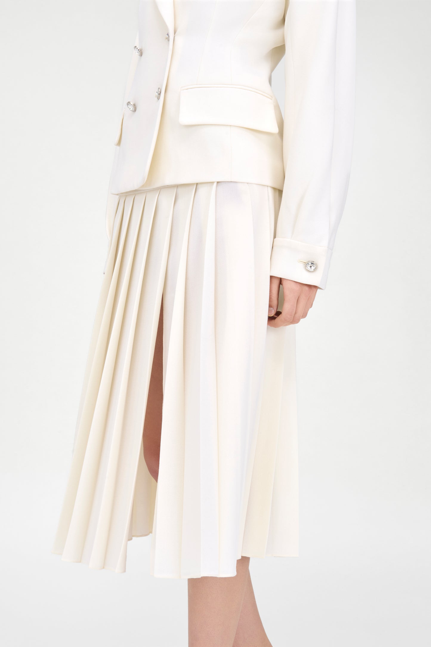 WOOL CREPE PLEATED SKIRT