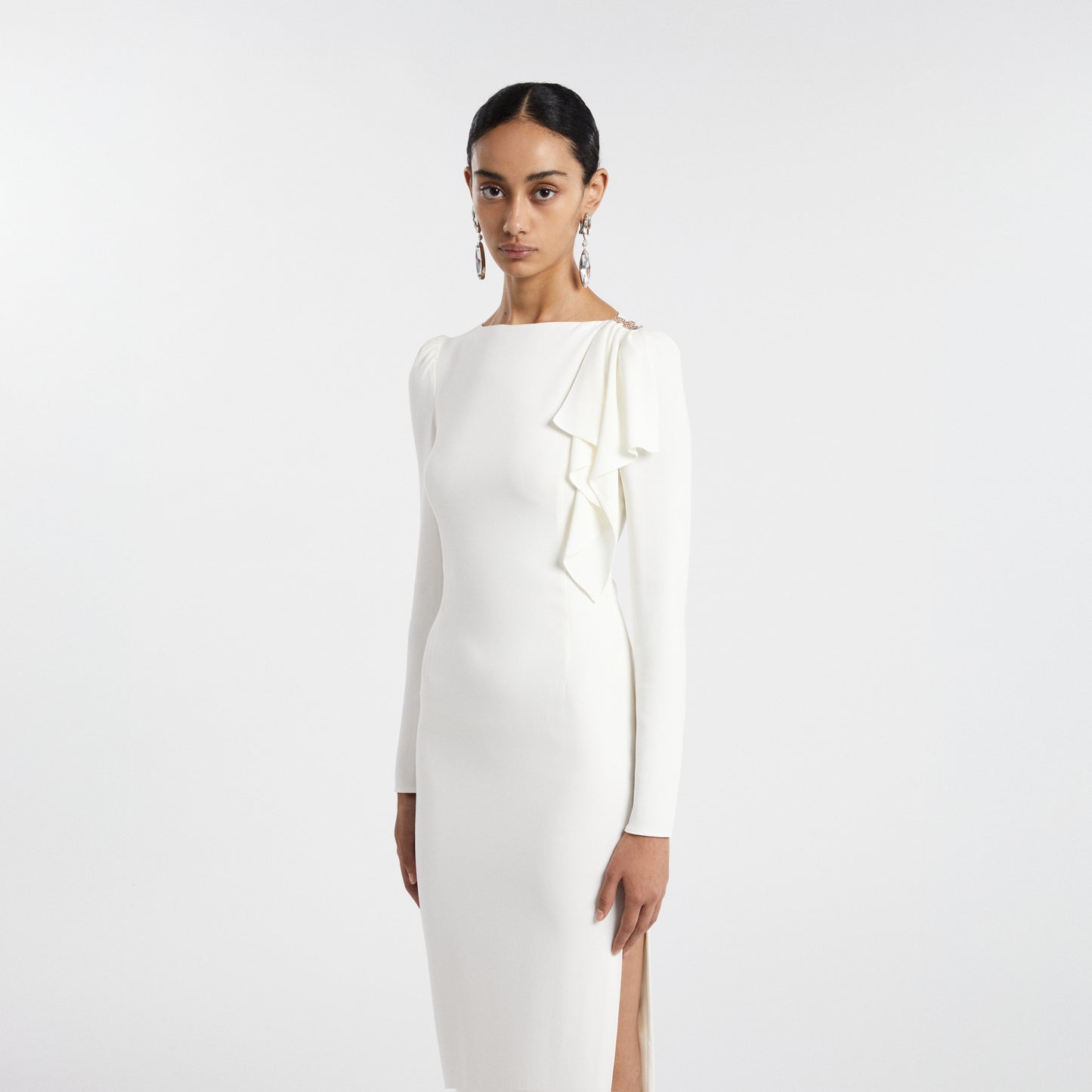 CADY EVENING DRESS WITH VOLANT