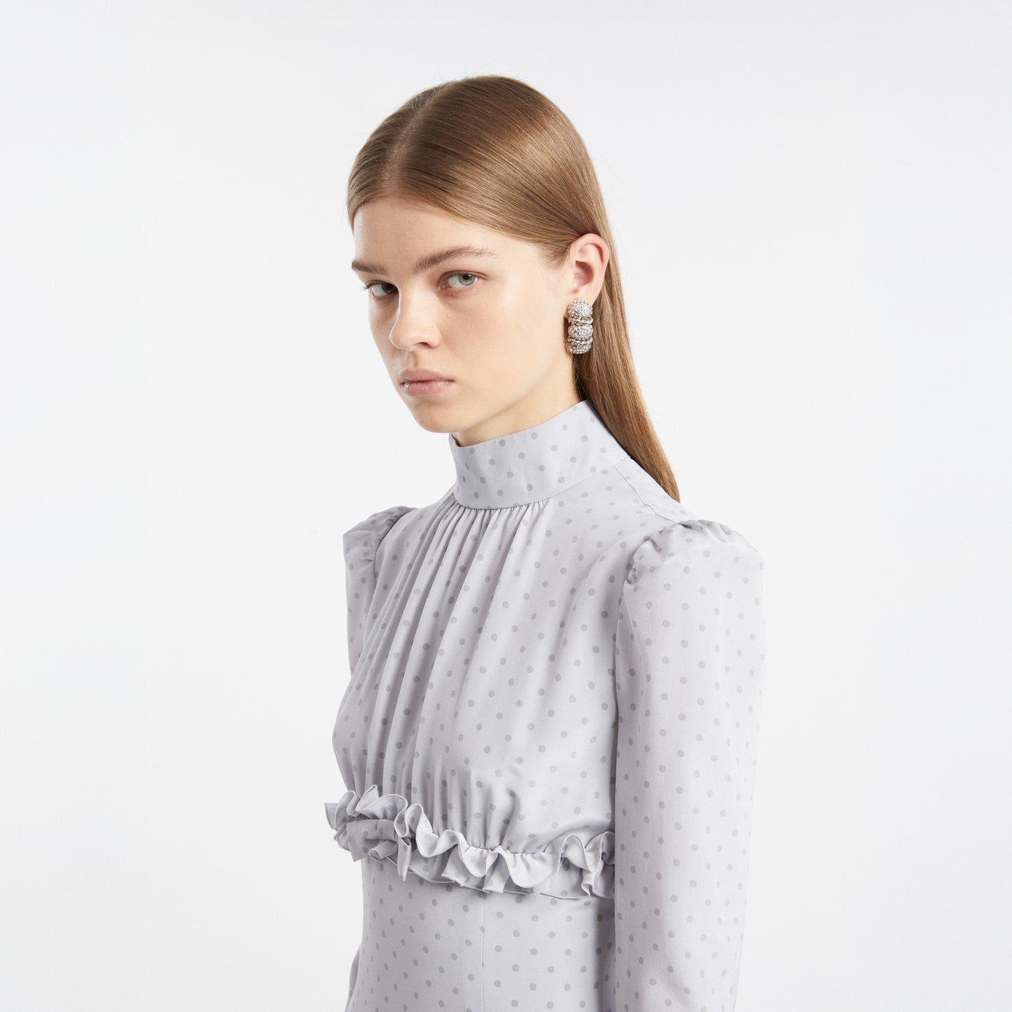 POLKA DOT MINI DRESS WITH RUFFLES