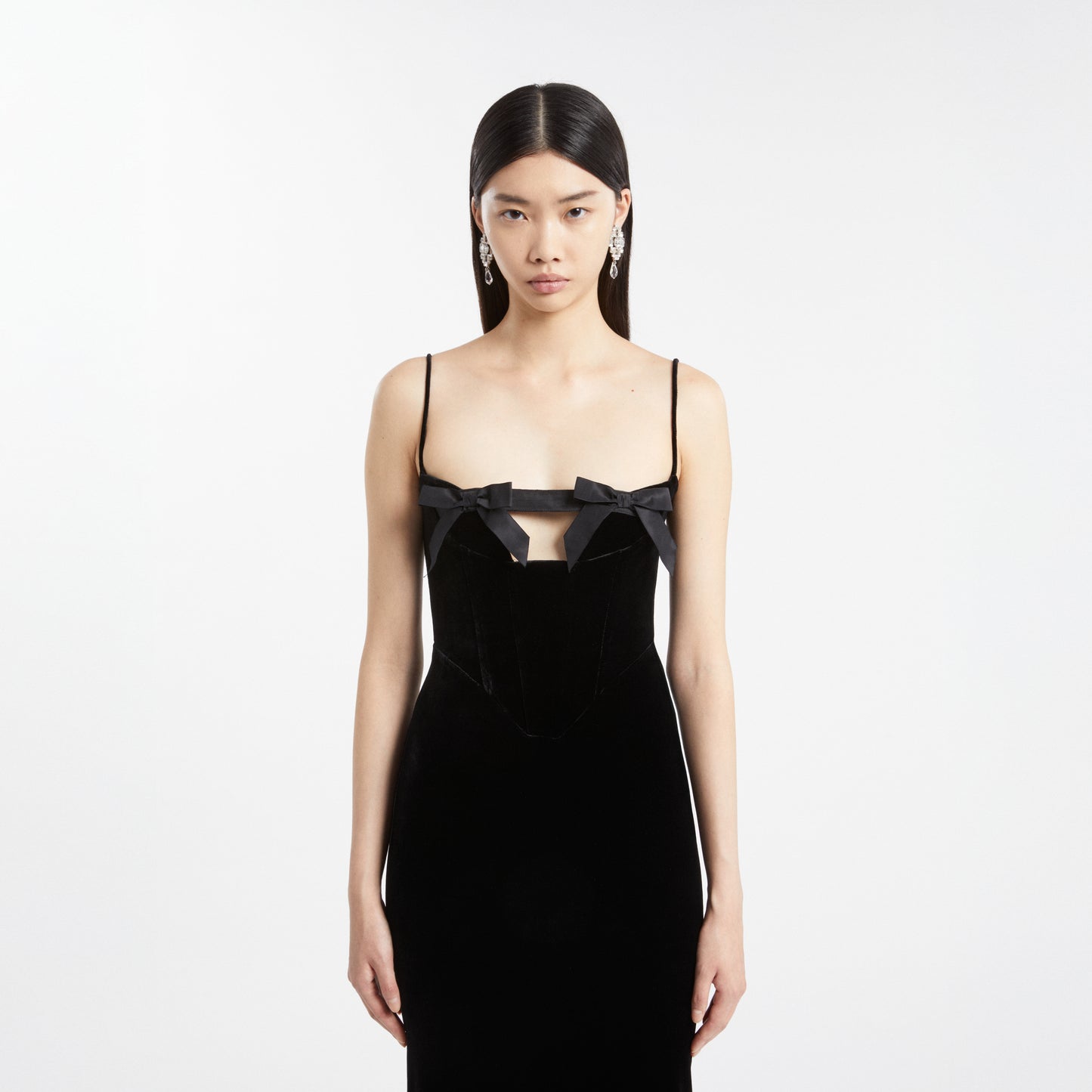 VELVET DRESS WITH BOWS