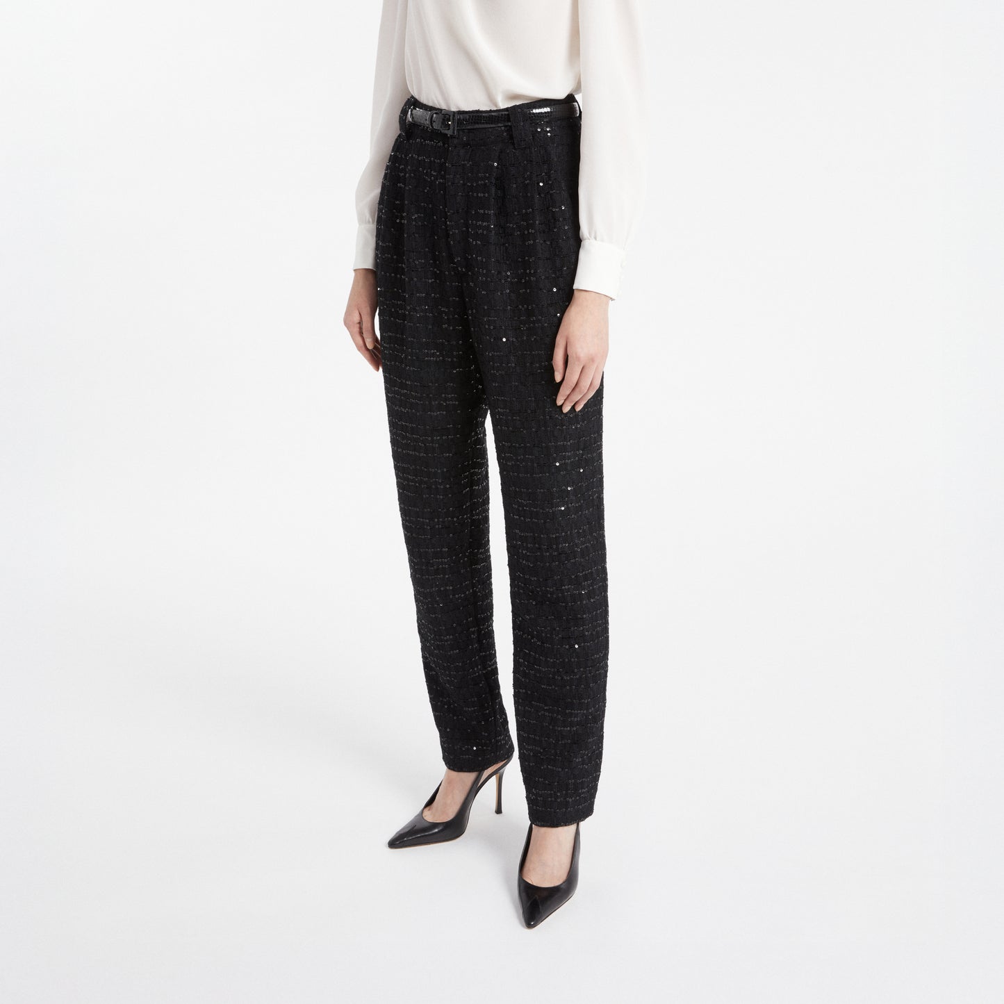 SEQUIN TWEED TROUSERS