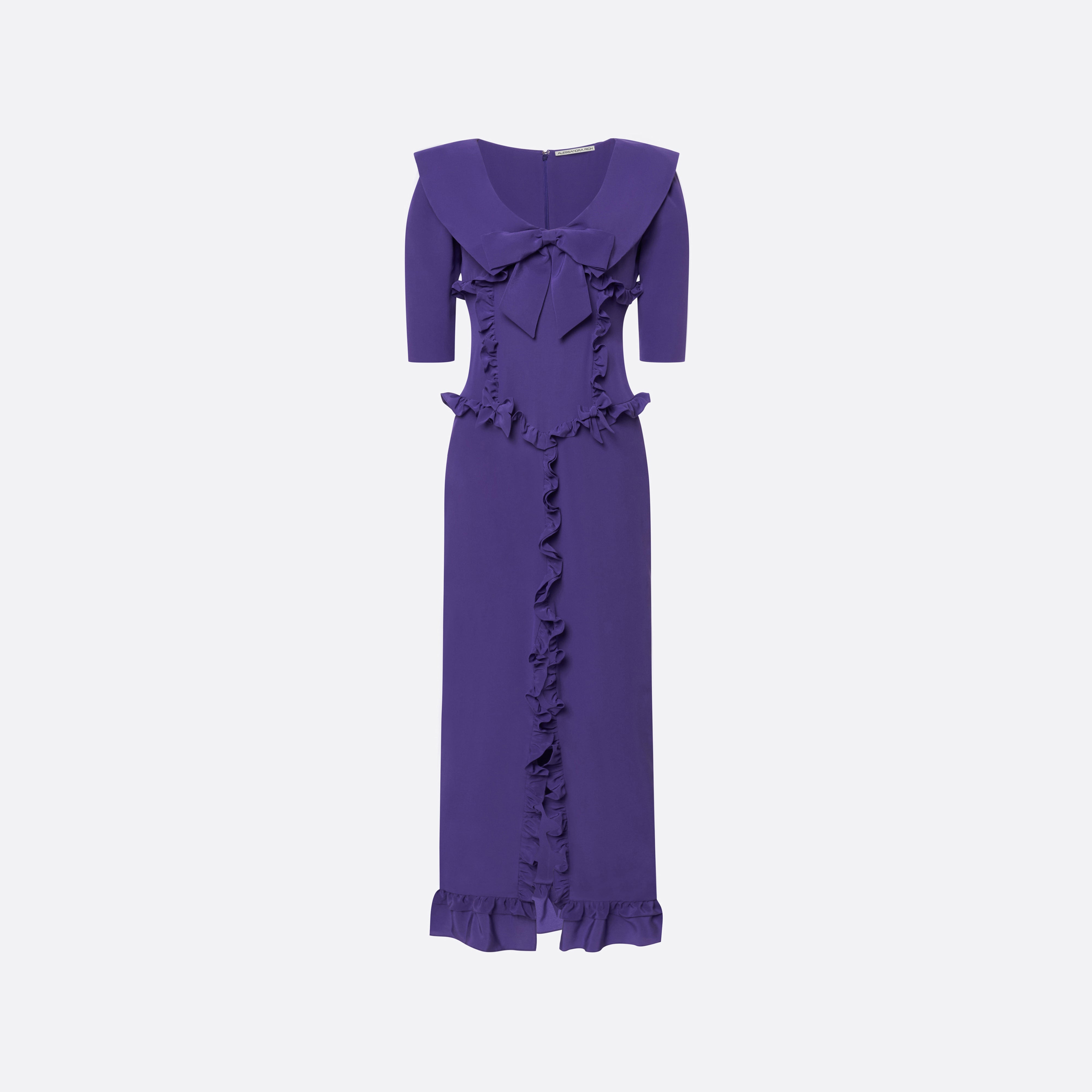 alessandra rich dress - Silk Midi With Ruffles - 40 Color:Washed Natural / White featuring button detail By Style Filter:Corsets Spotty Dress The Dress