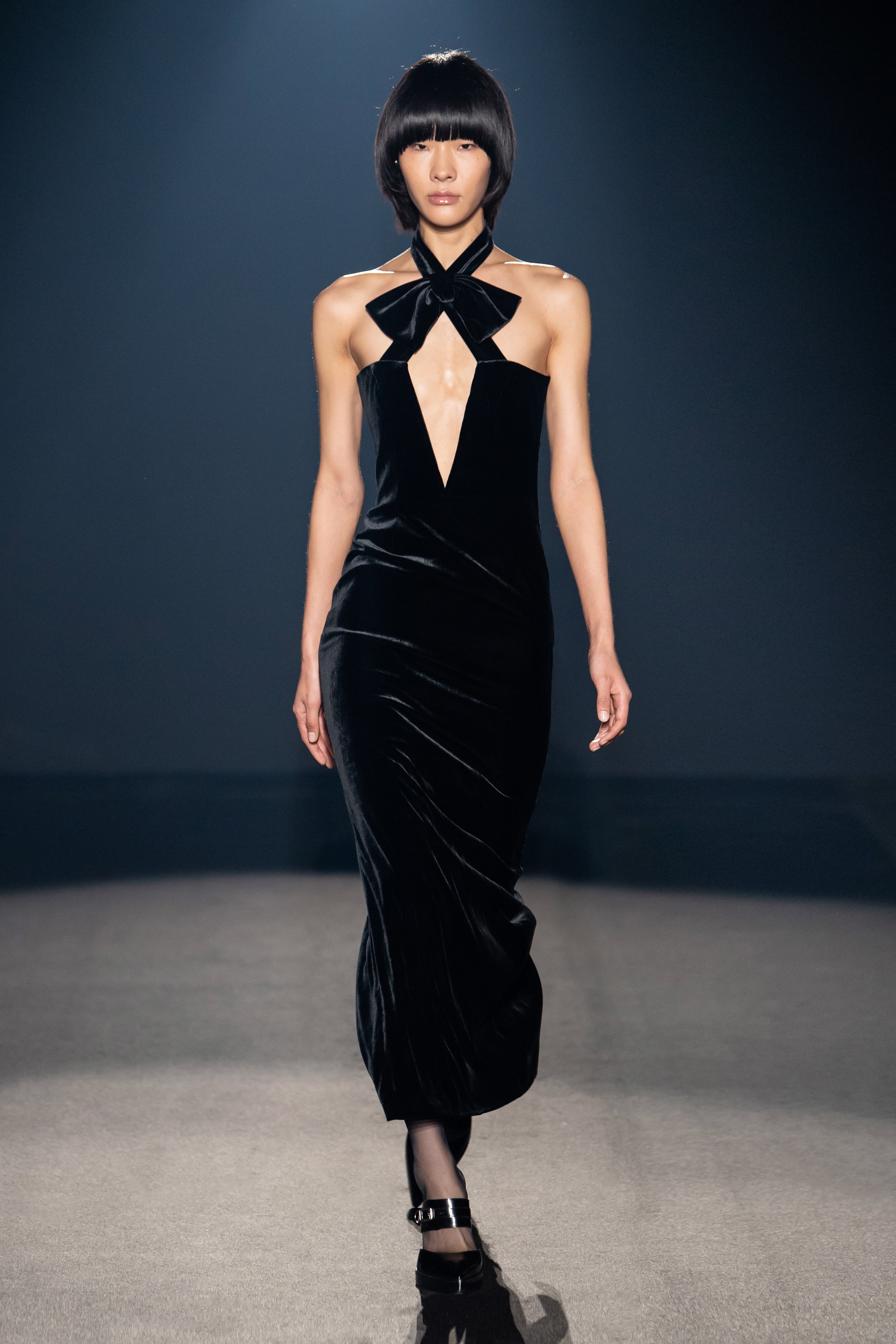 ALESSANDRA RICH - Deep Neckline Velvet Long Dress