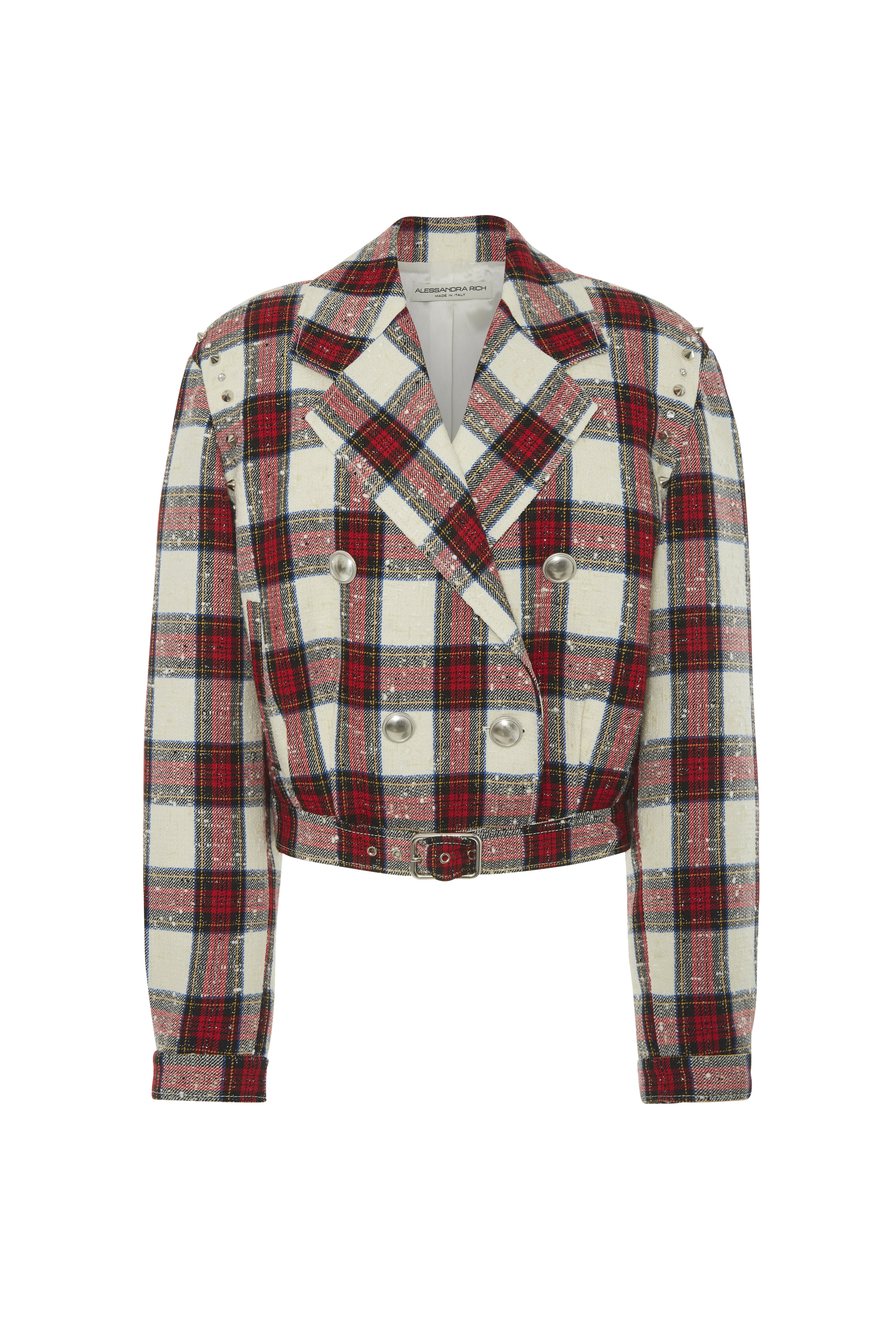 CHECKED LUREX WOOL CROPPED BOMBER