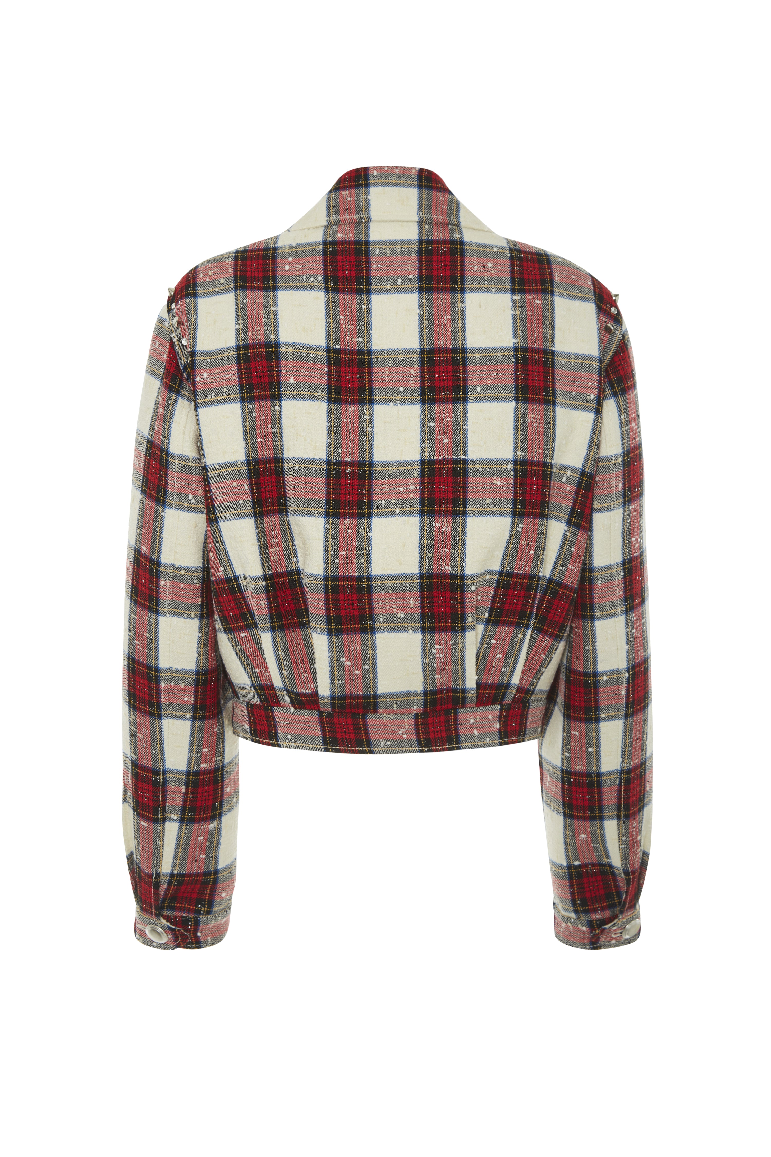 CHECKED LUREX WOOL CROPPED BOMBER