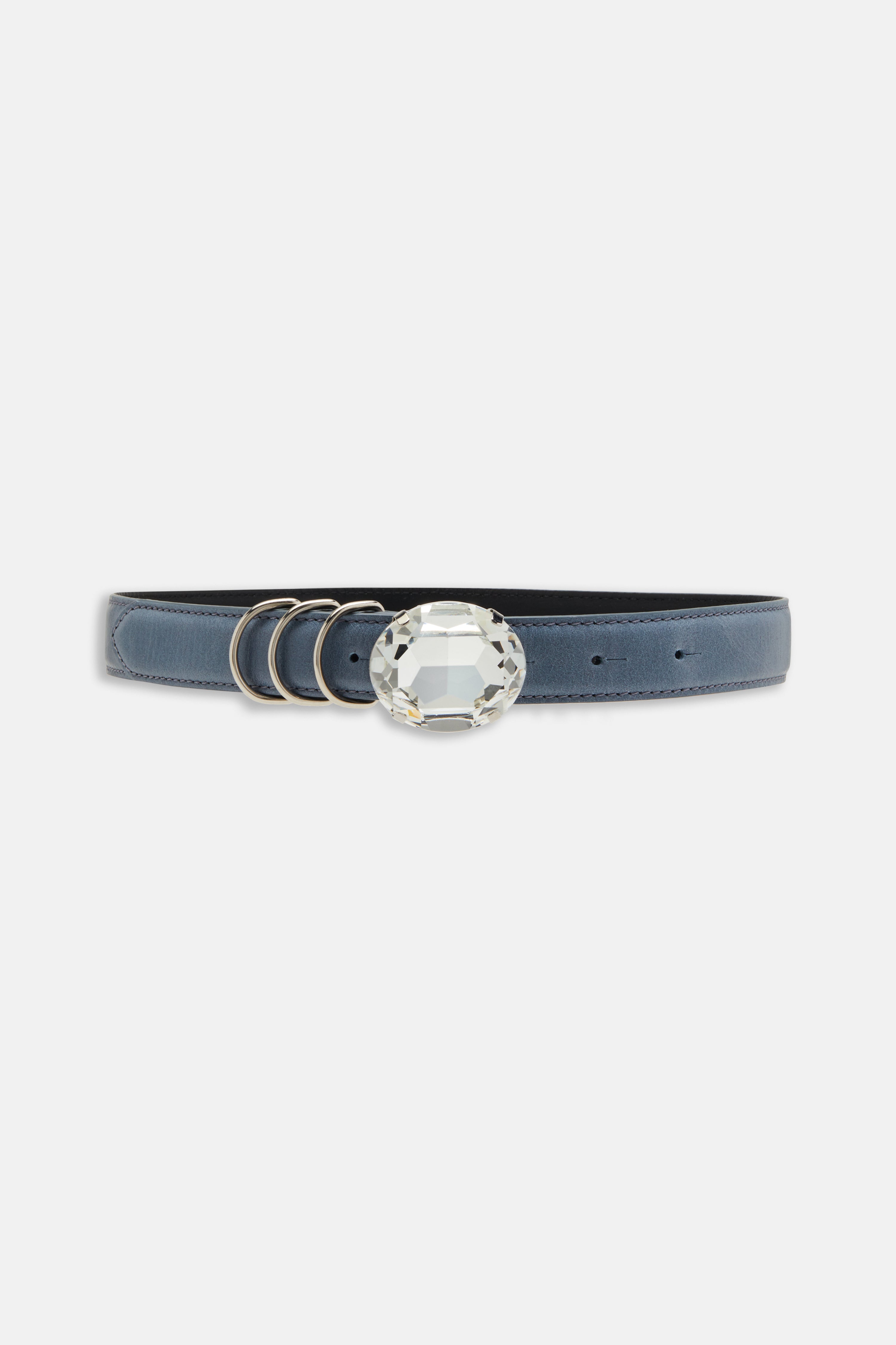 LEATHER BELT WITH CRYSTAL BUCKLE