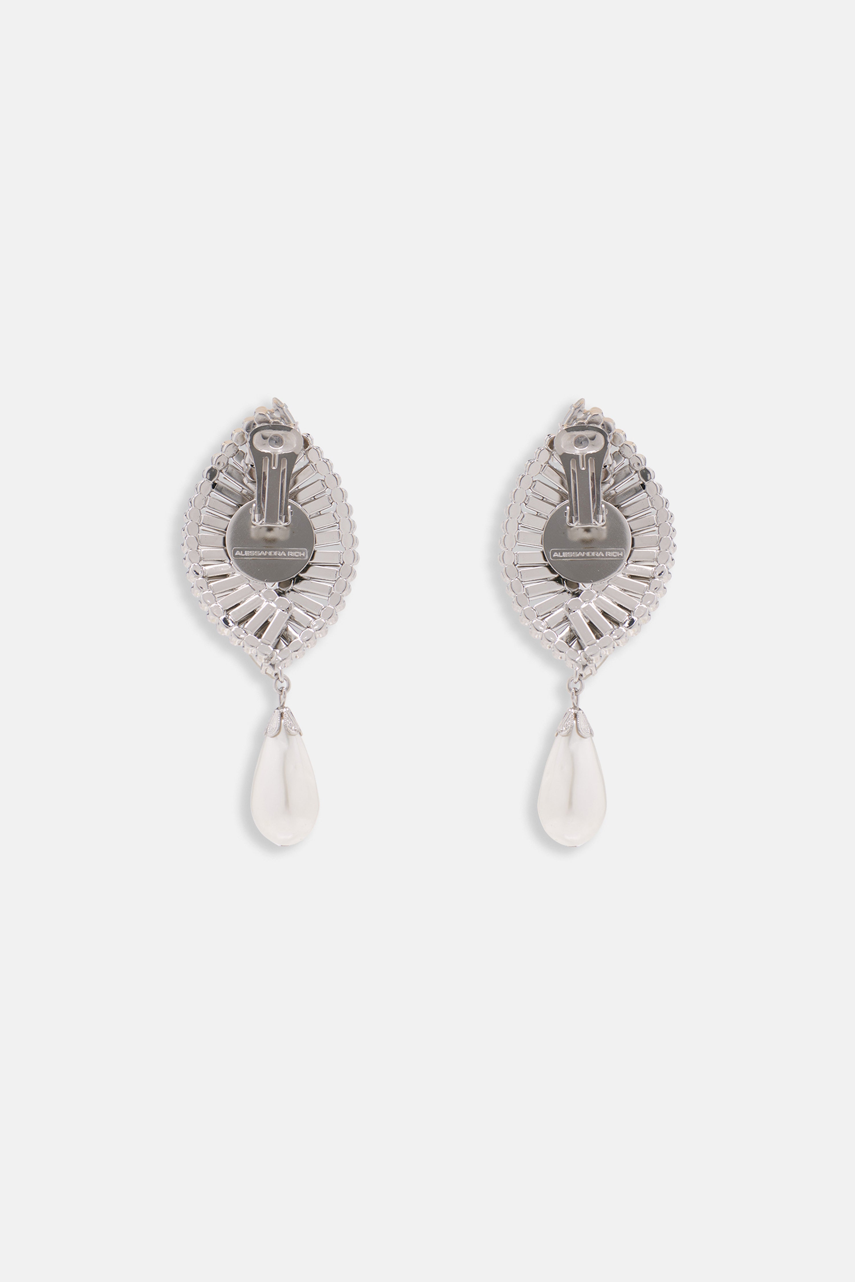 CRYSTAL SHELL EARRINGS WITH PENDANT PEARL