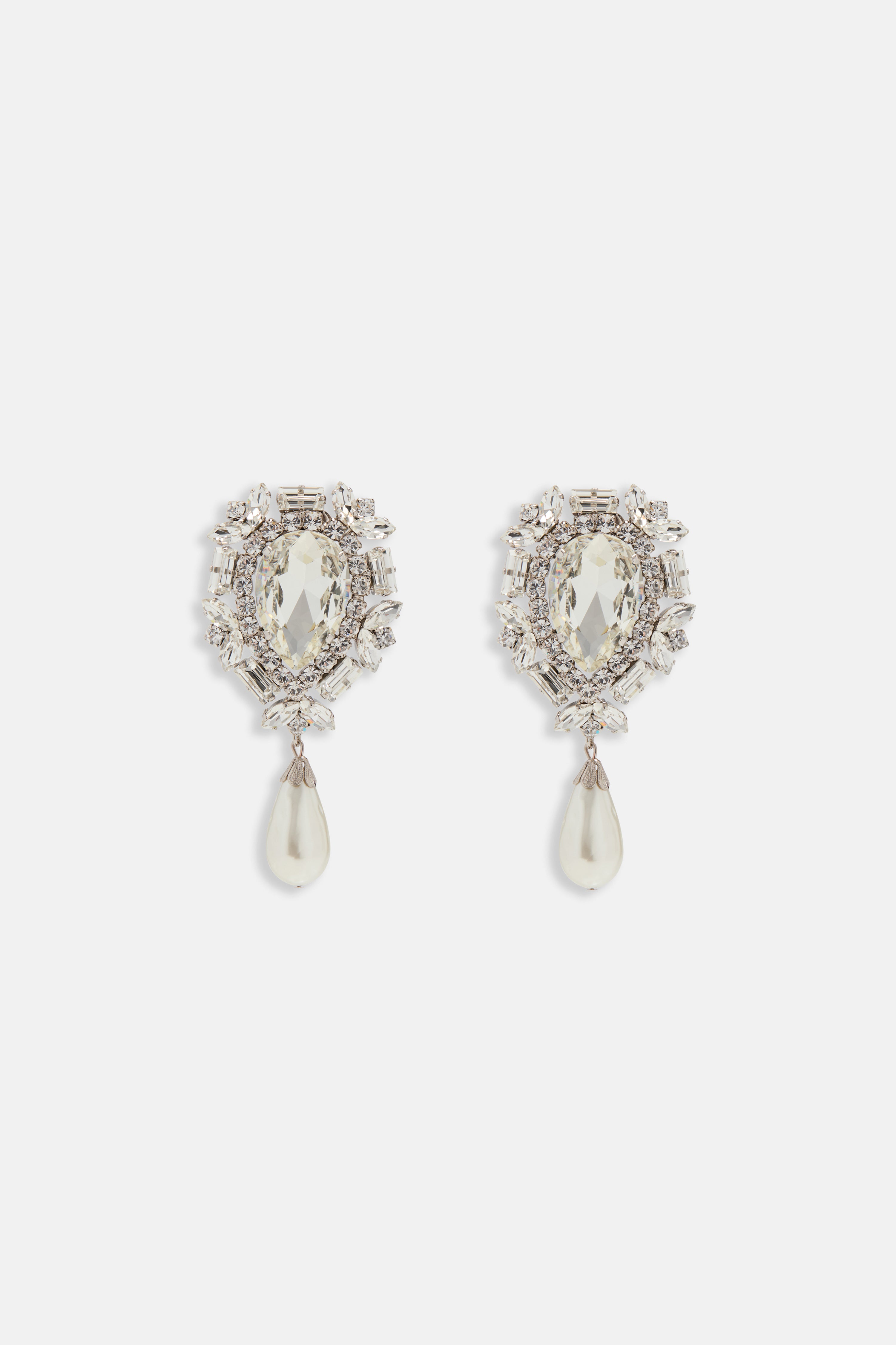 CRYSTAL EARRINGS WITH PEARL PENDANT