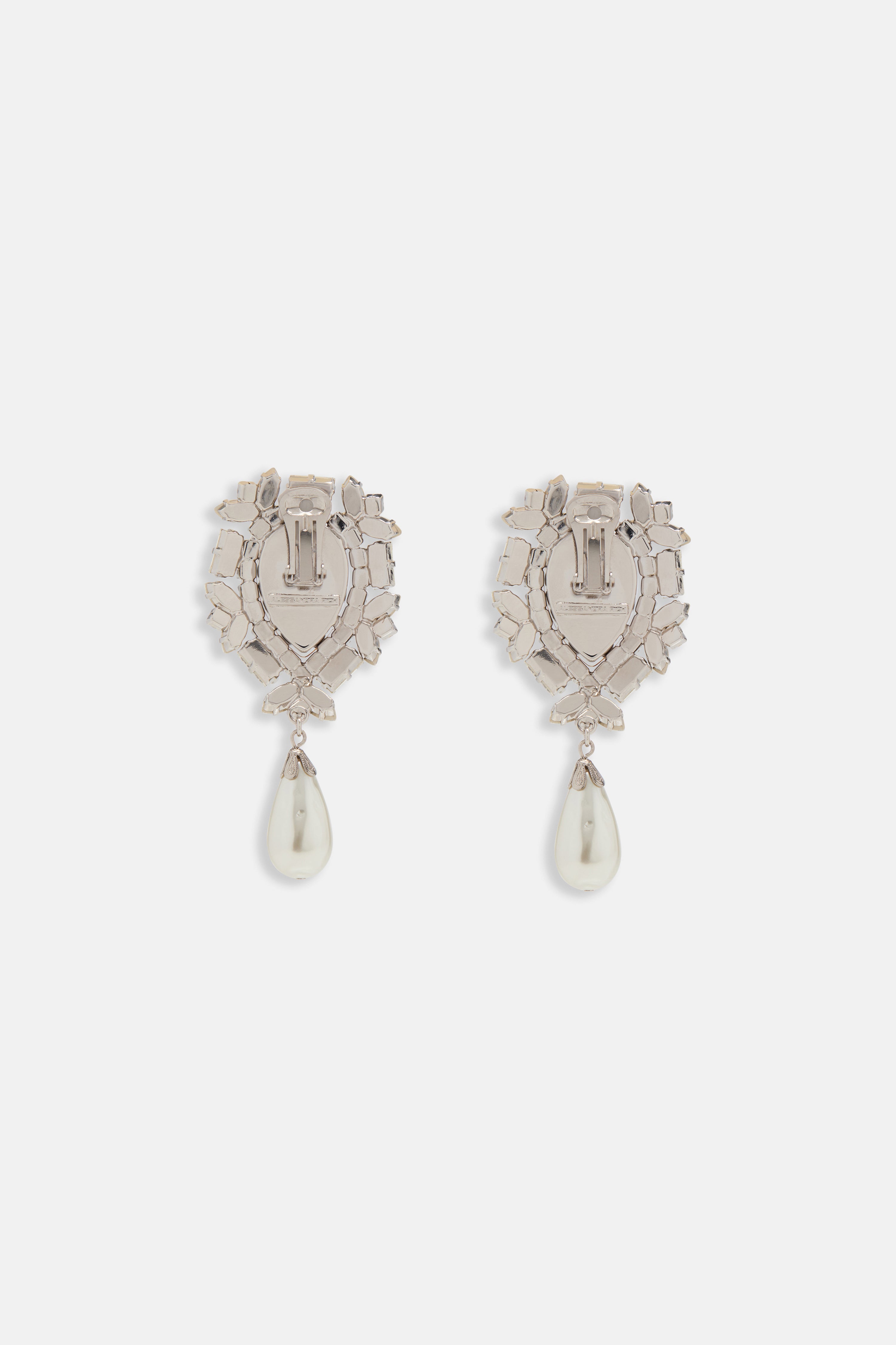 CRYSTAL EARRINGS WITH PEARL PENDANT