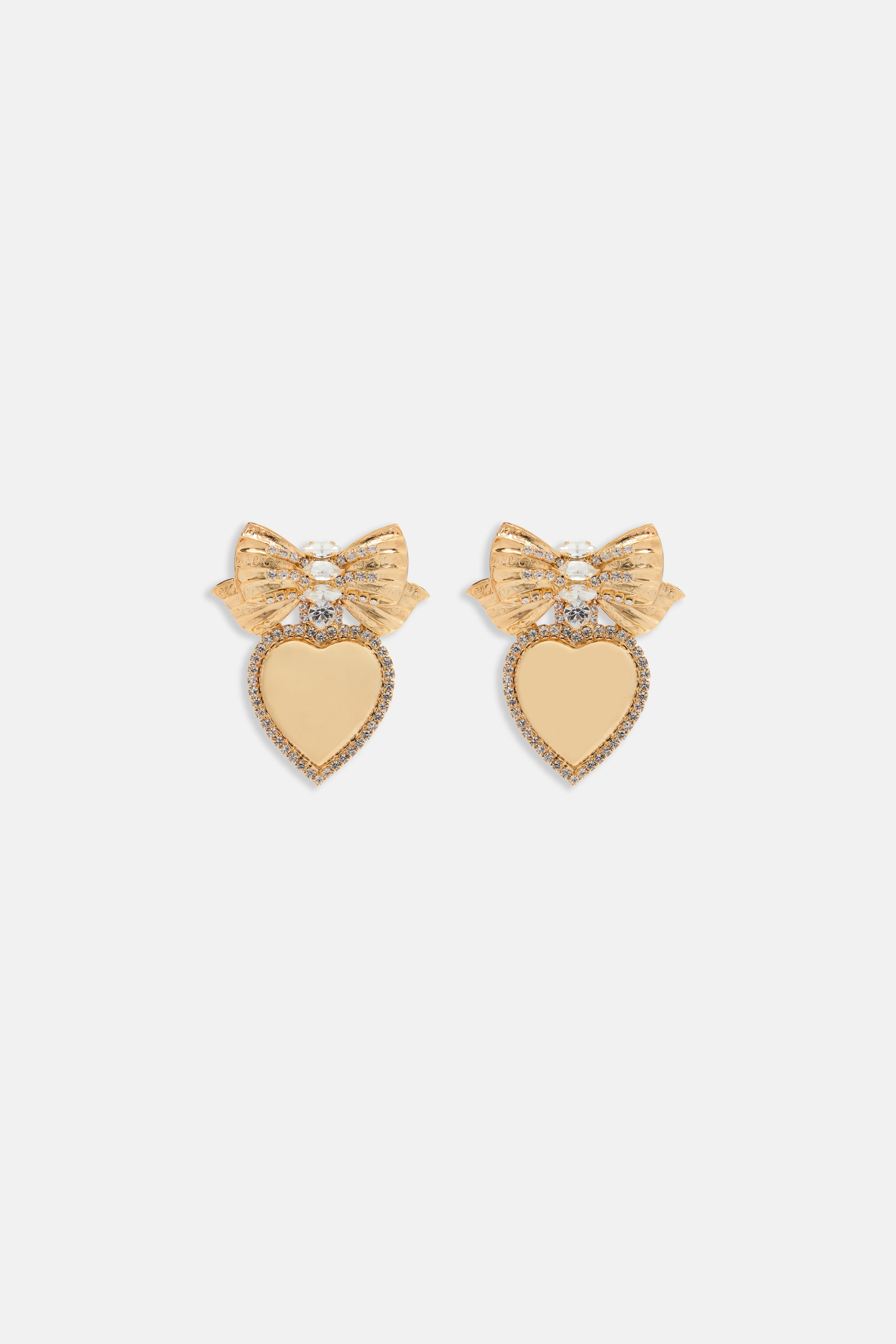 METAL HEART EARRINGS WITH CRYSTAL EMBELLISHMENT