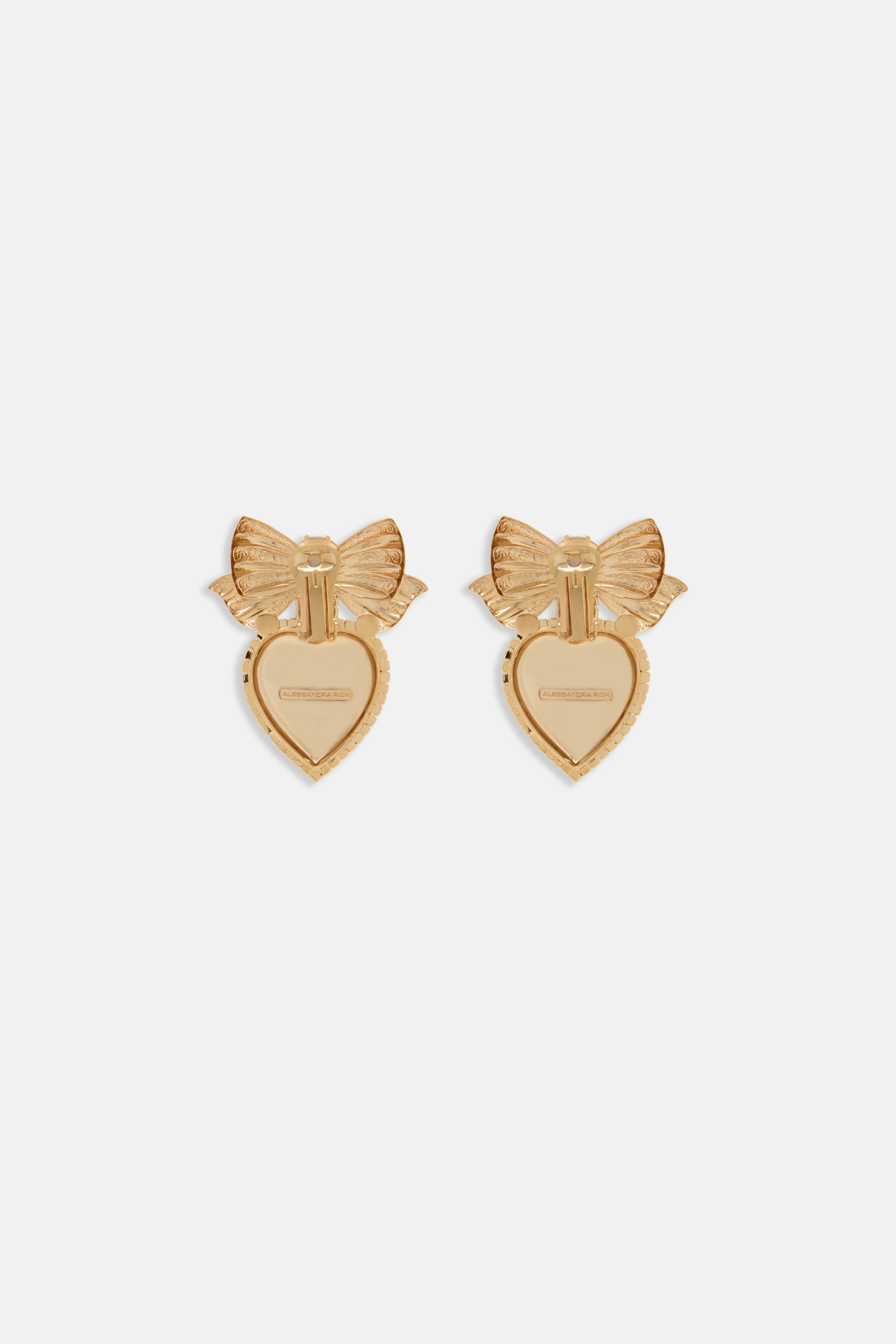 METAL HEART EARRINGS WITH CRYSTAL EMBELLISHMENT