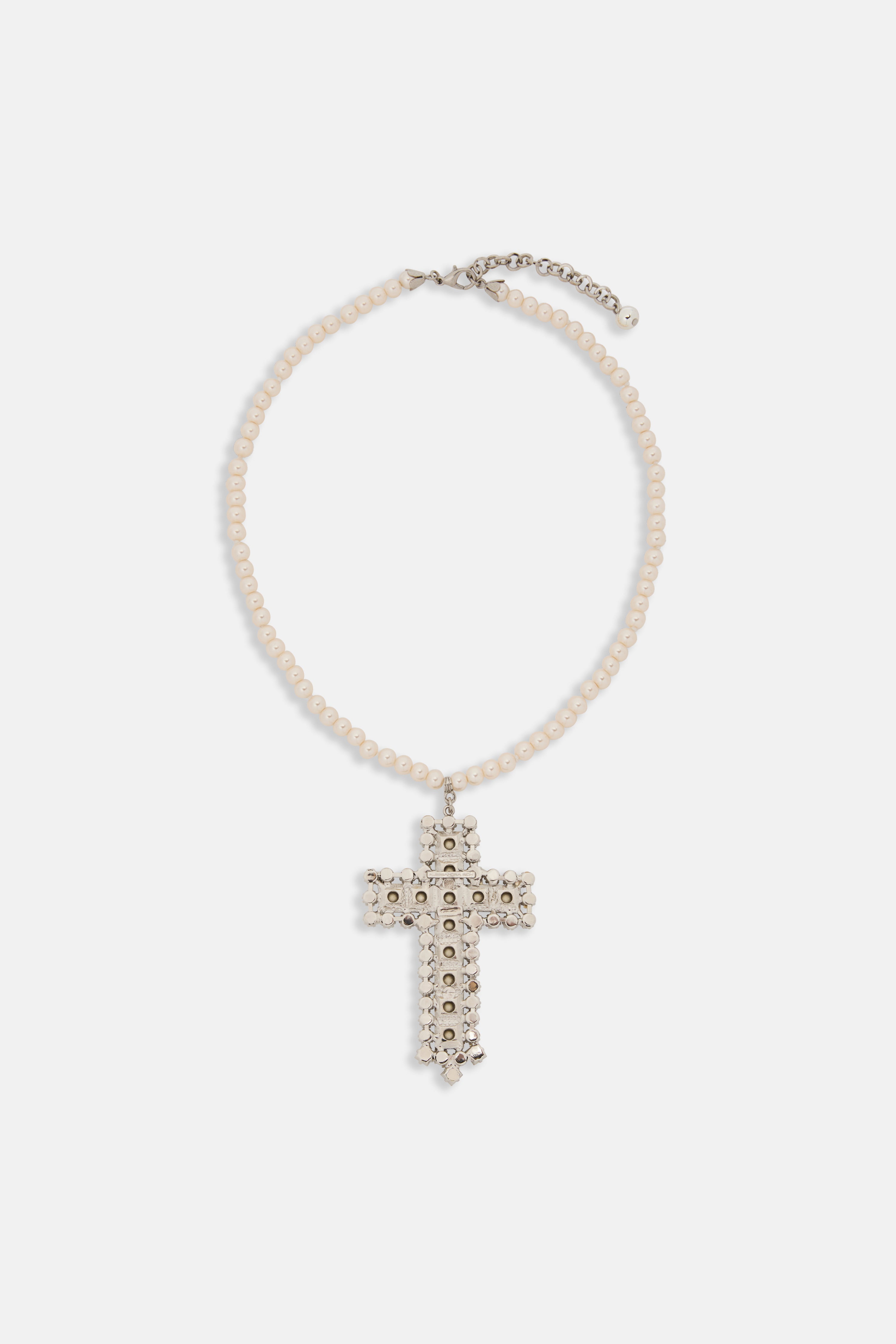 SINGLE PEARL NECKLACE WITH CRYSTAL CROSS