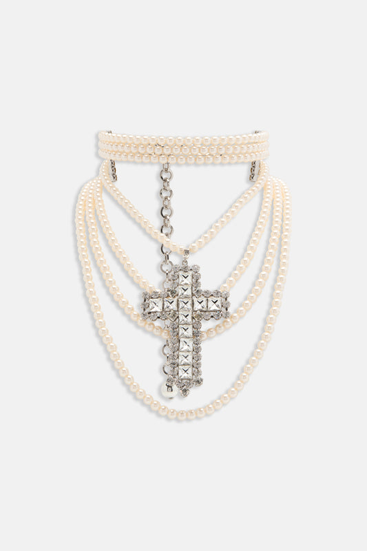 MULTI CRYSTAL CROSS NECKLACE