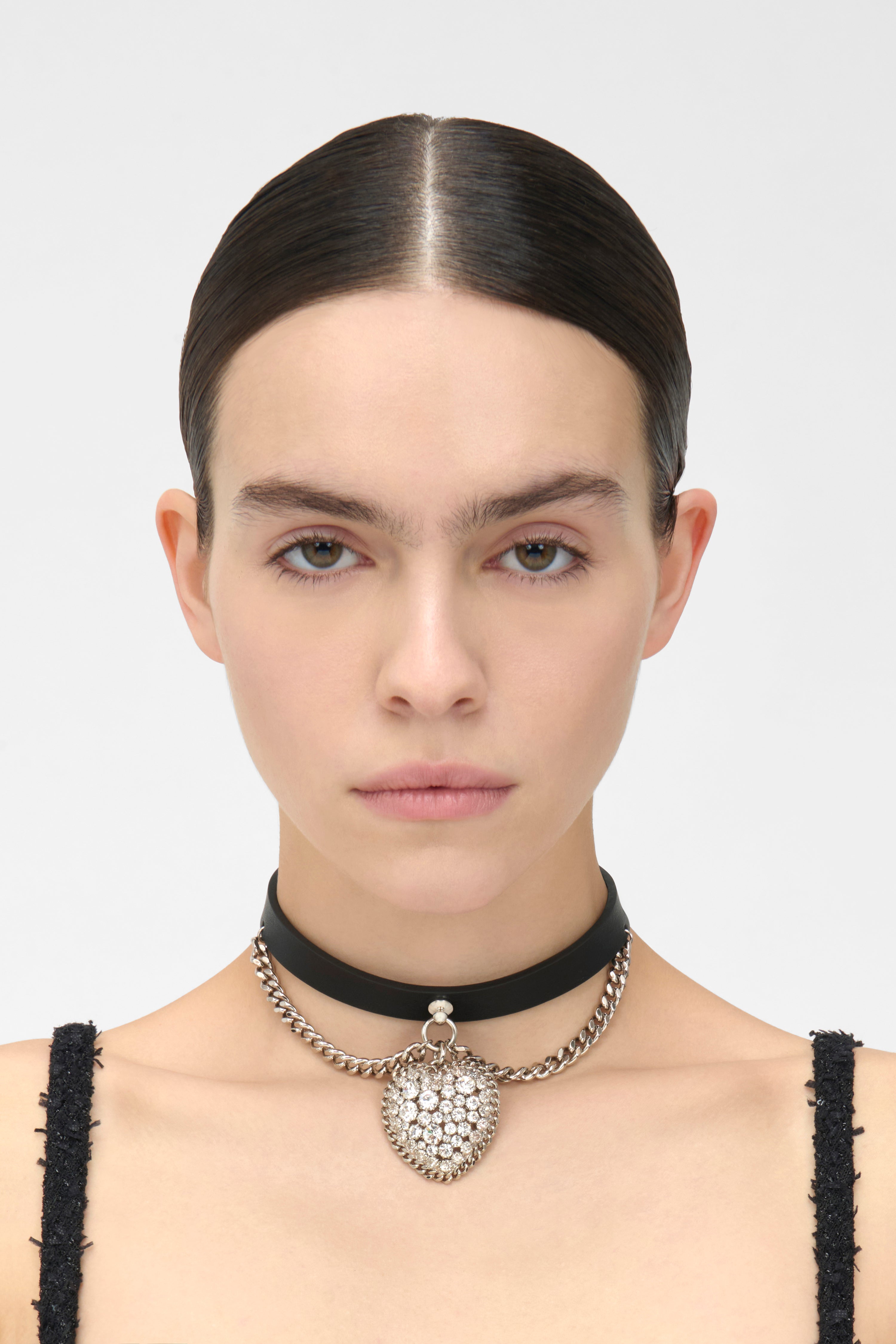 LEATHER CHOKER WITH HEART – Alessandra Rich