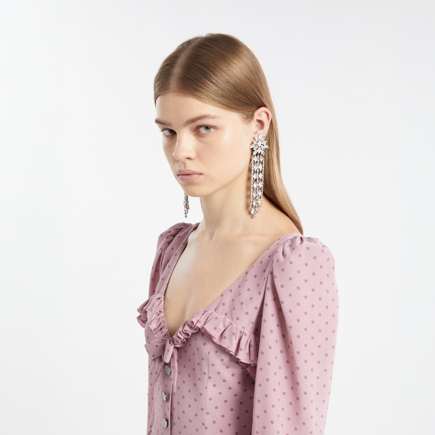 CRYSTAL EARRING WITH FRINGES
