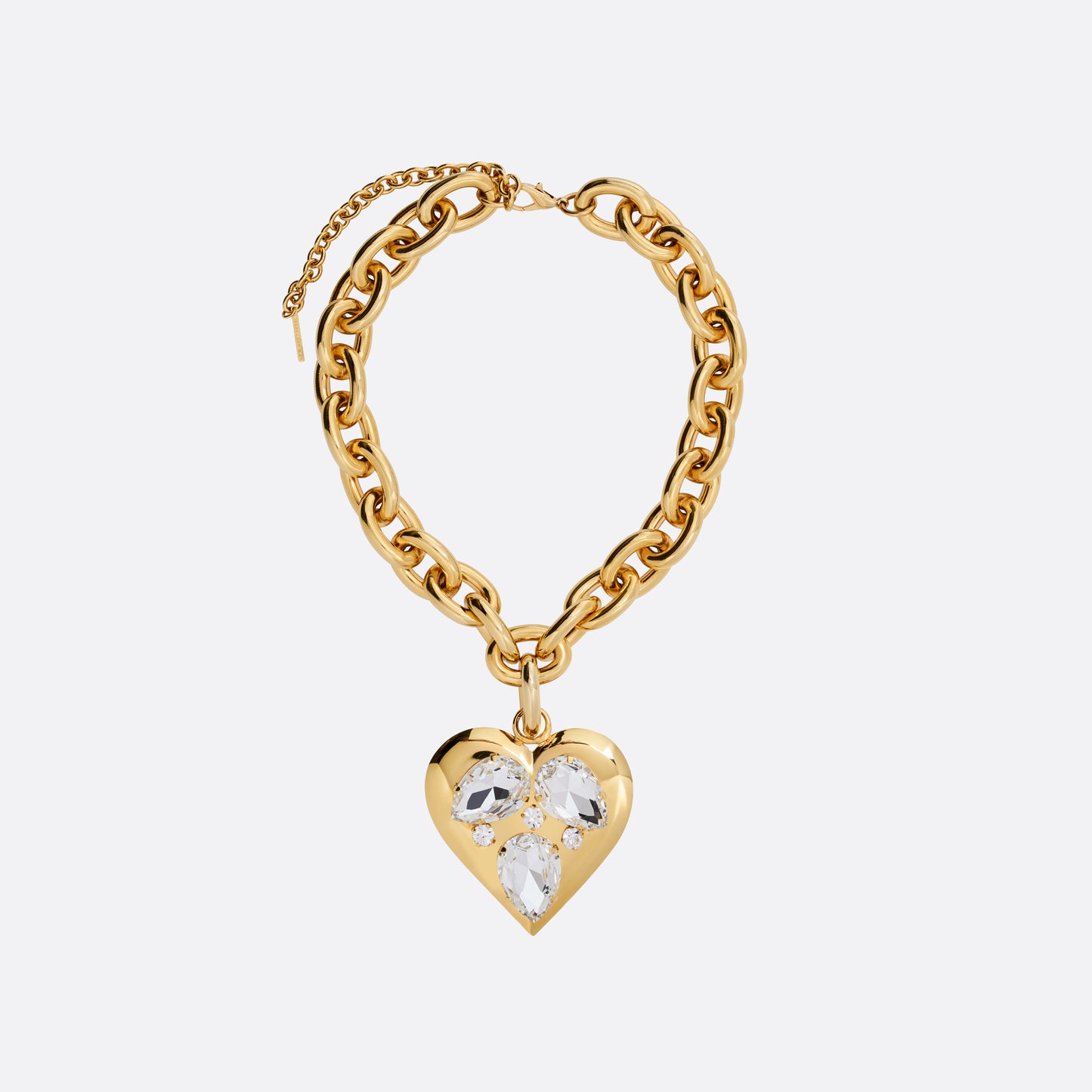 Gold-tone metal necklace with a link chain and a crystal-embellished heart pendant. Finished with an adjustable chain fastening.

Featured in the Fall Winter 2026 Lookbook.