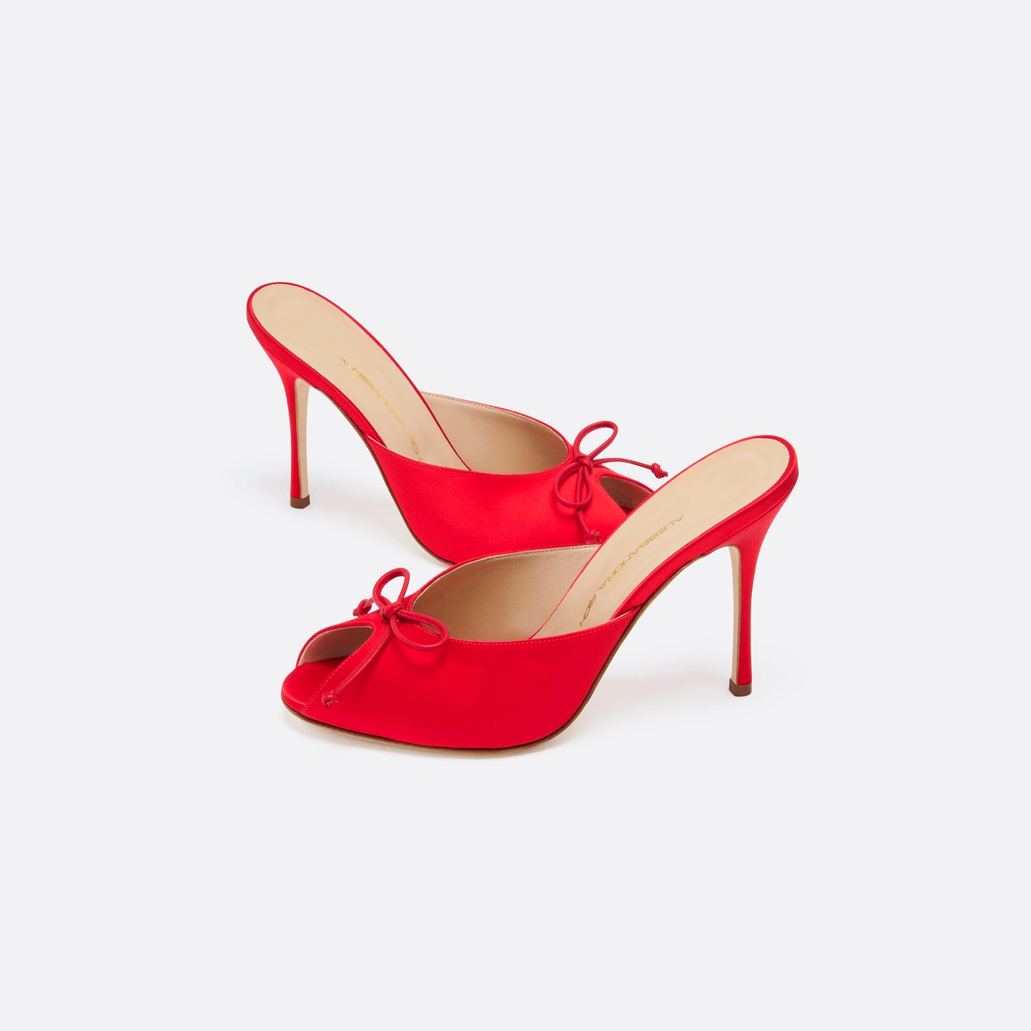 SATIN MULES WITH BOW DETAIL