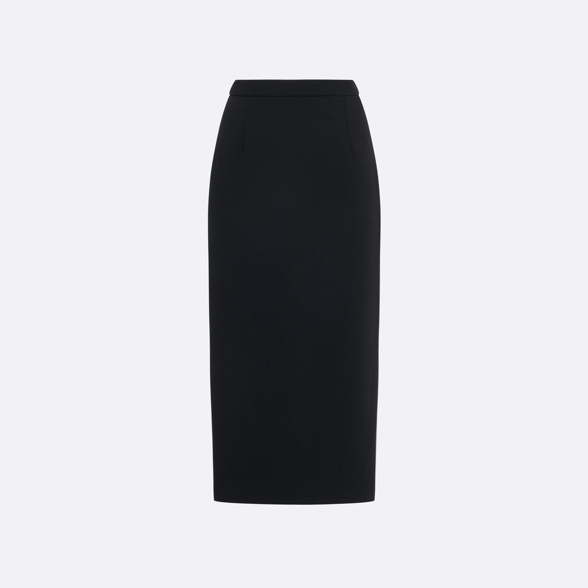 Black wool crêpe pencil skirt with a back split.

Look 30 – Fall Winter 2026 Lookbook.