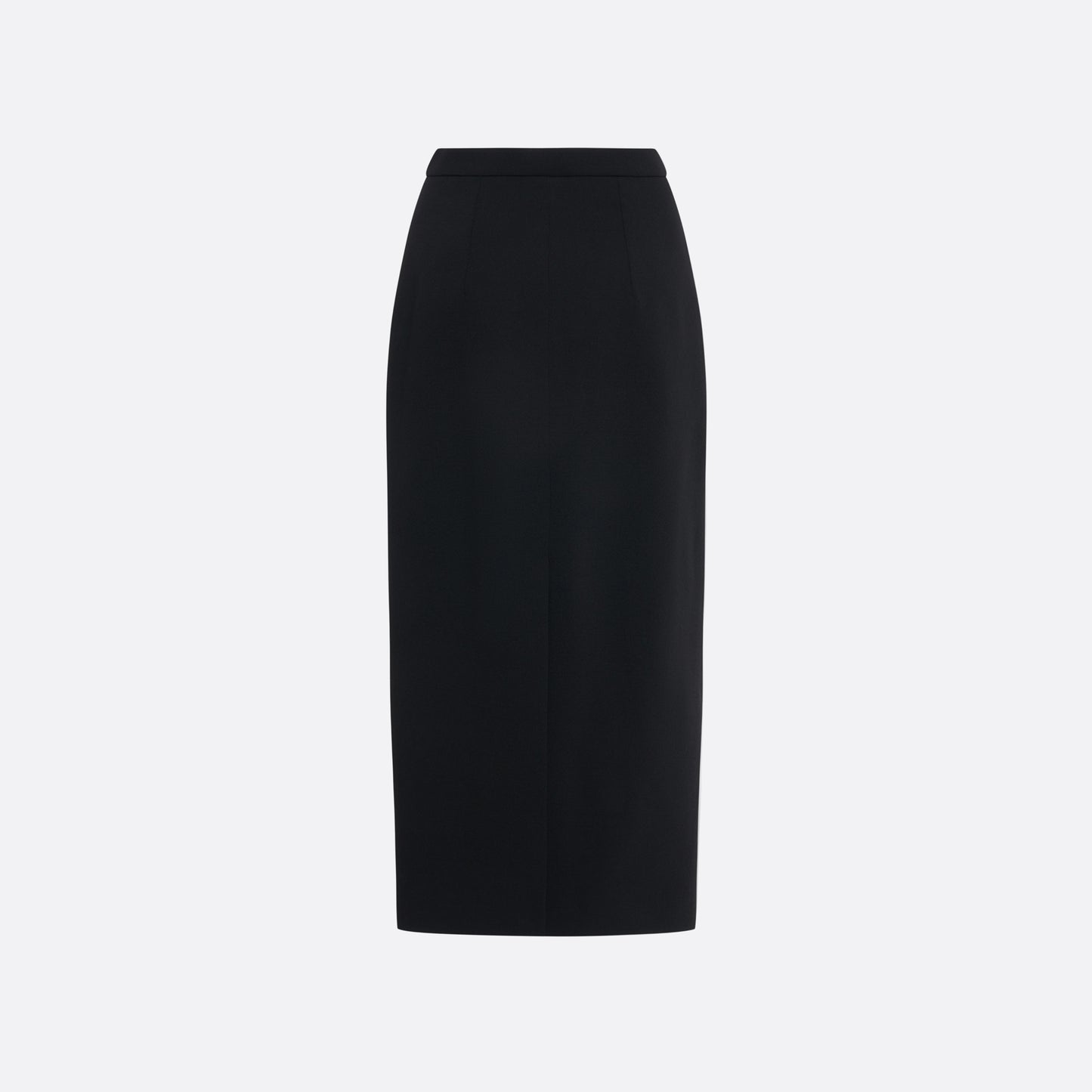Black wool crêpe pencil skirt with a back split.

Look 30 – Fall Winter 2026 Lookbook.