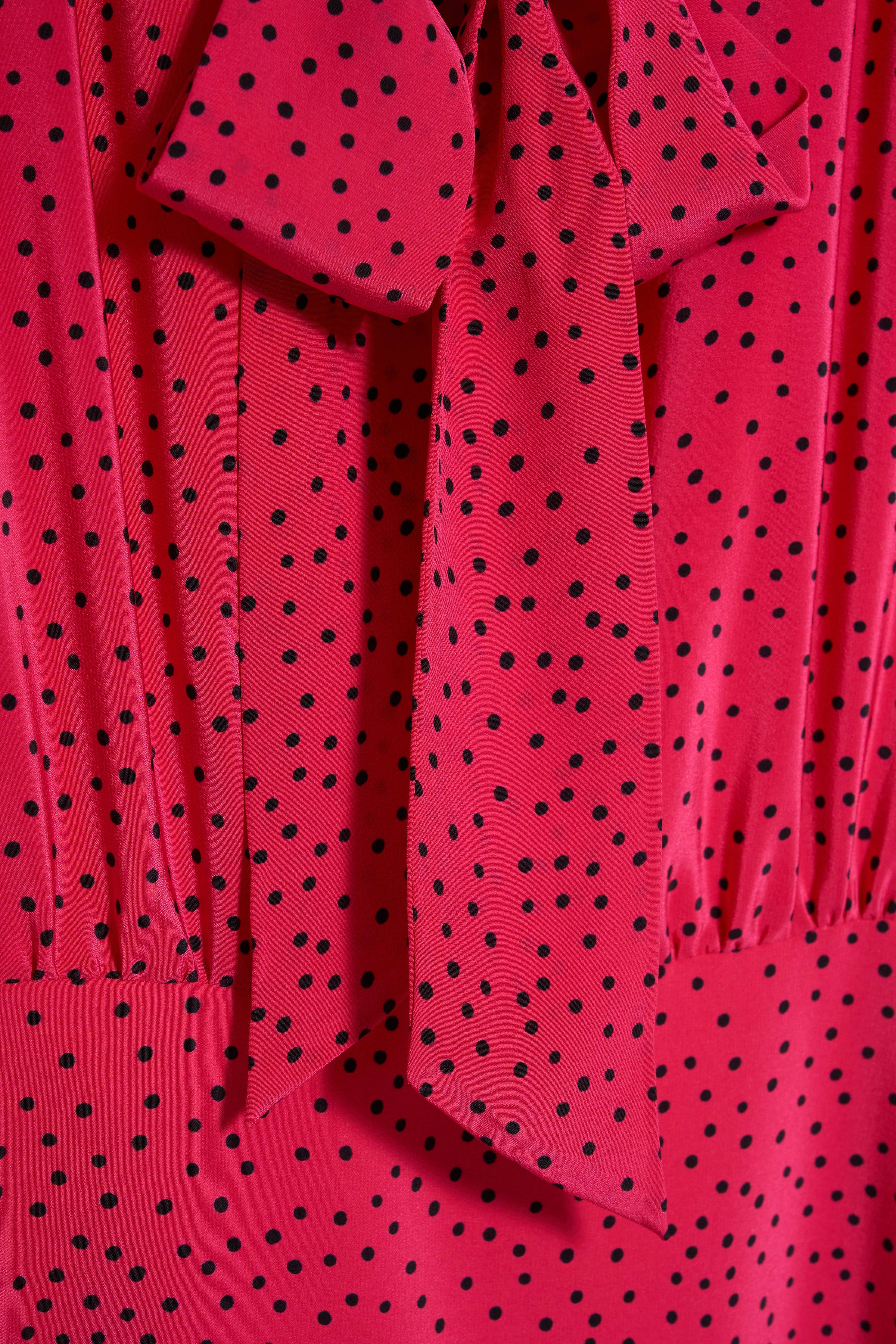 POLKA DOT SILK PLEATED DRESS WITH BOW – Alessandra Rich