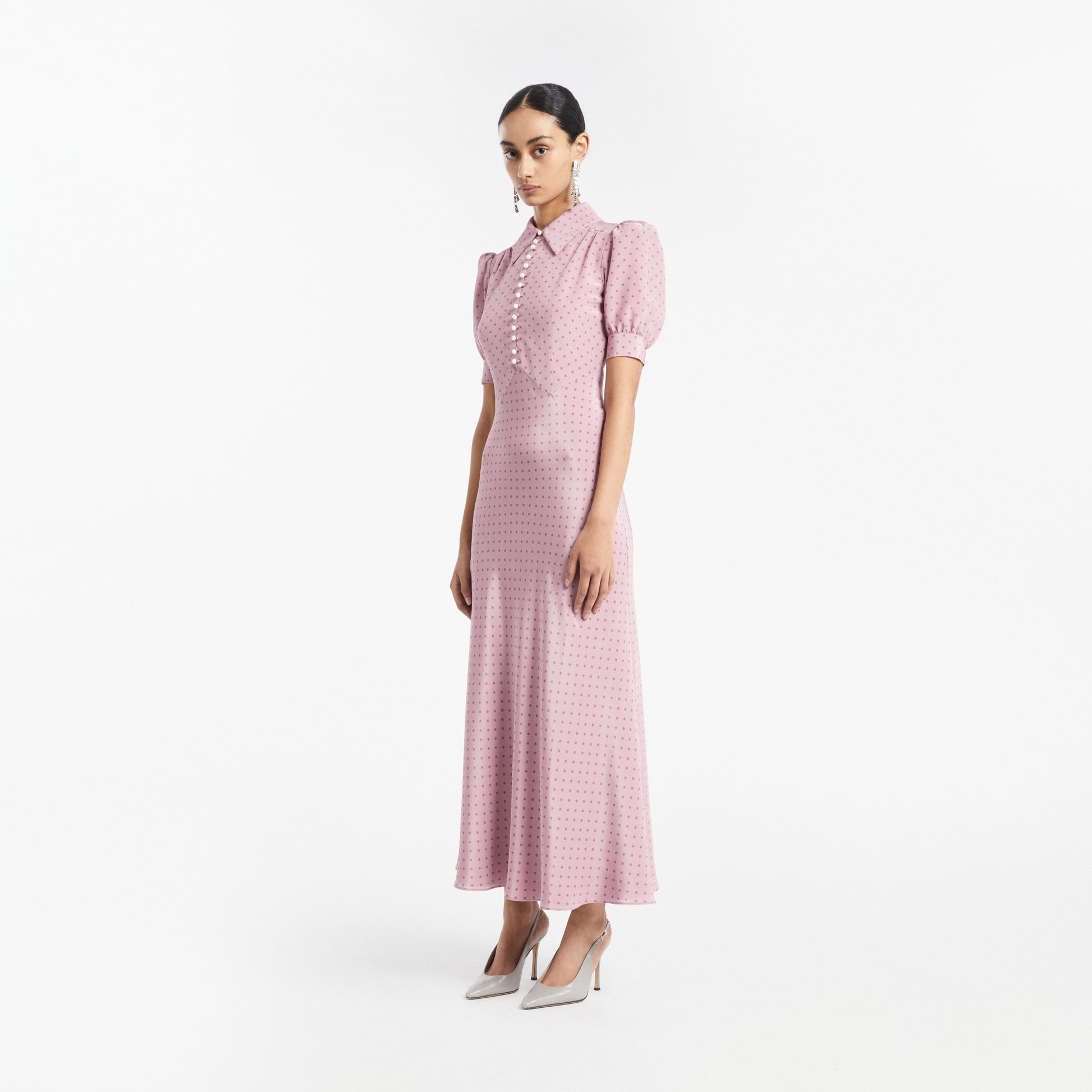 alessandra rich midi dress Alessandra Rich Ruffled Floral-print Silk Midi Dress - Women - Pink Dresses