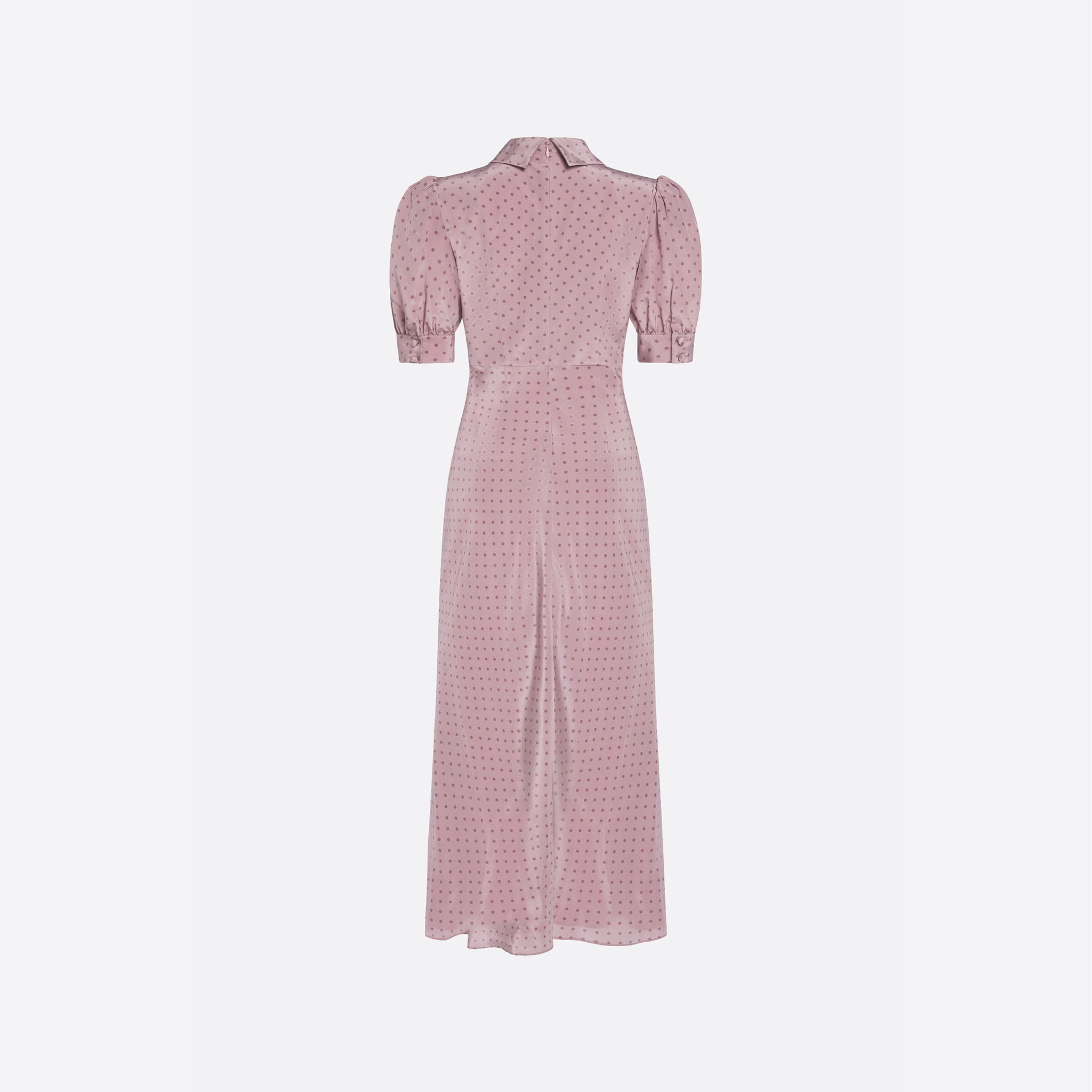 Alessandra Rich - Silk Midi Dress with Pearl Button Detail - 44 - Mauve-Mauve Alessandra Rich - Silk Midi Dress with Pearl Button Detail - 44 - Mauve-Mauve