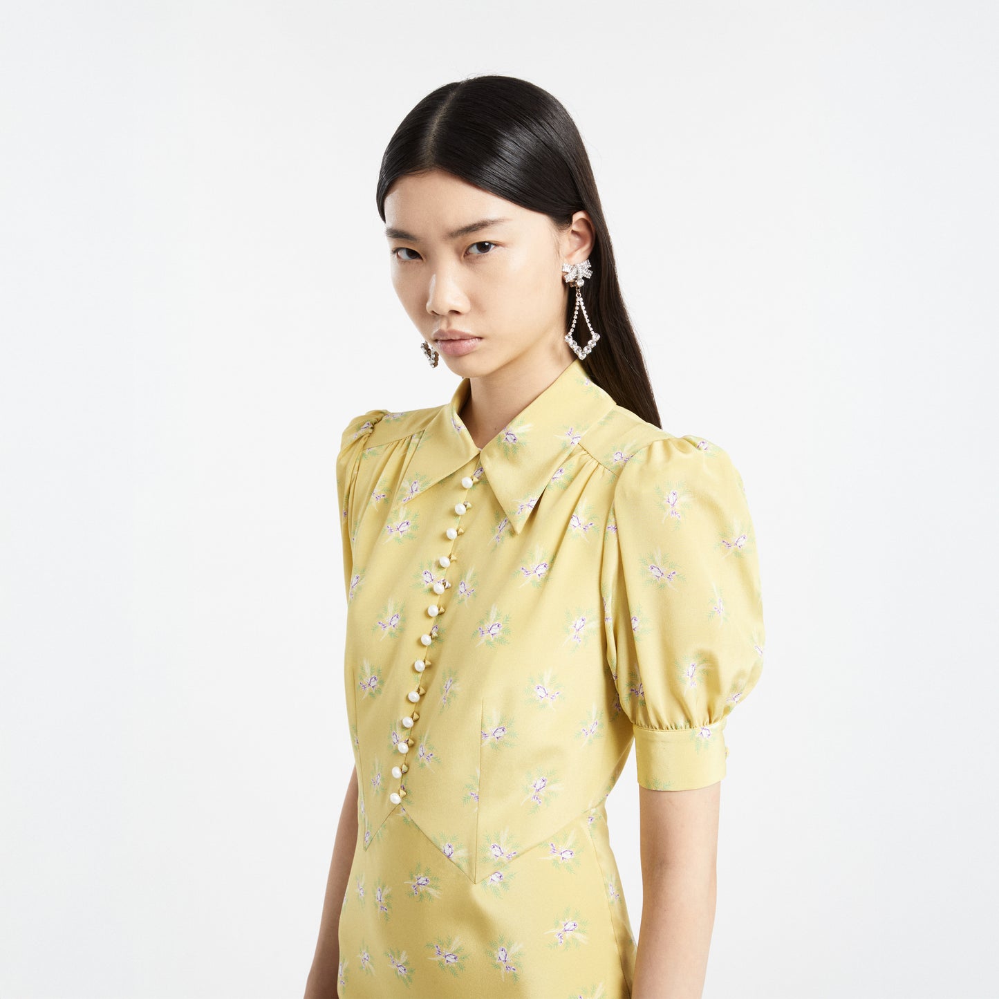 PRINT SILK MIDI DRESS