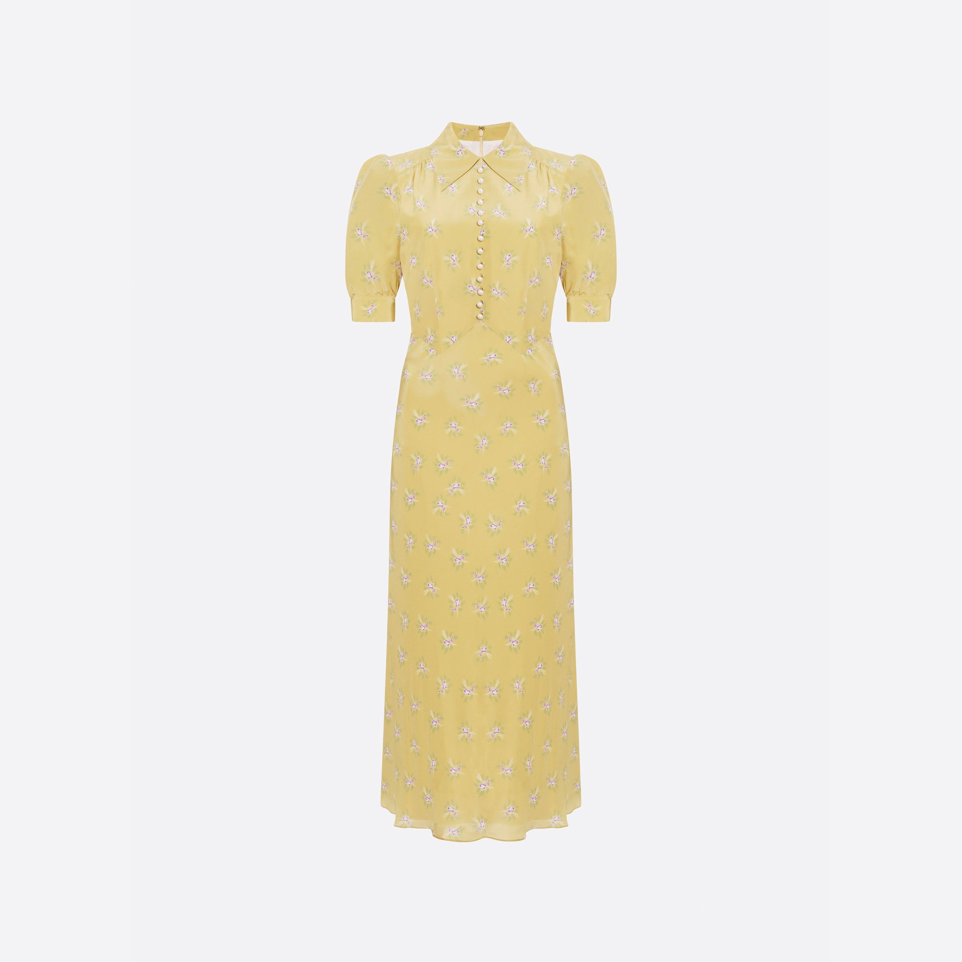 silk button front dress Alessandra Rich - Floral-print Silk Midi Dress With Pearl Button Detail - 44
