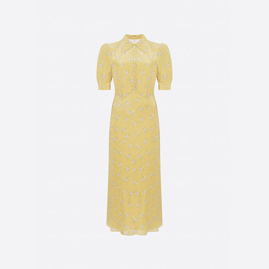 PRINT SILK MIDI DRESS