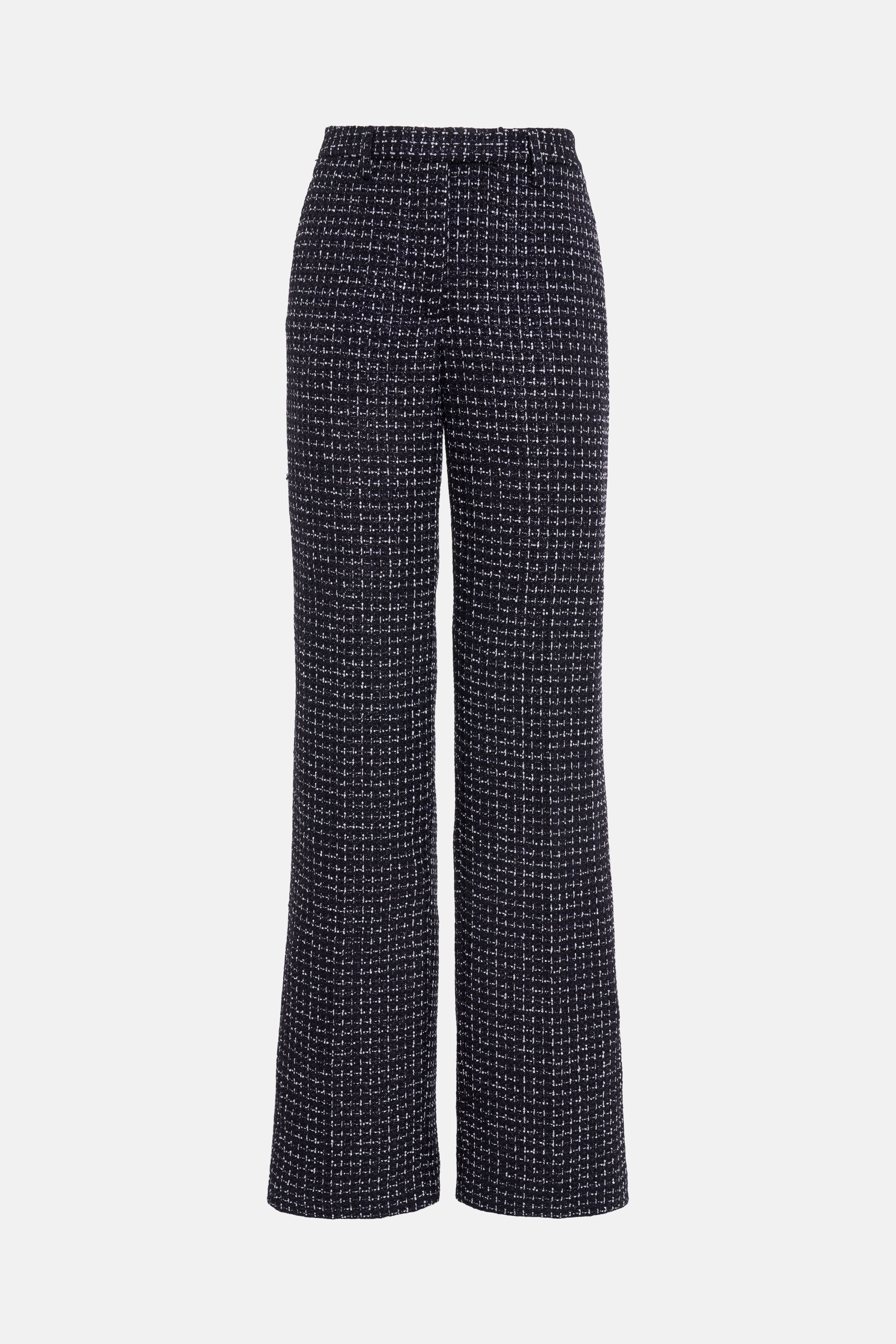 SEQUIN CHECKED TWEED  TROUSERS