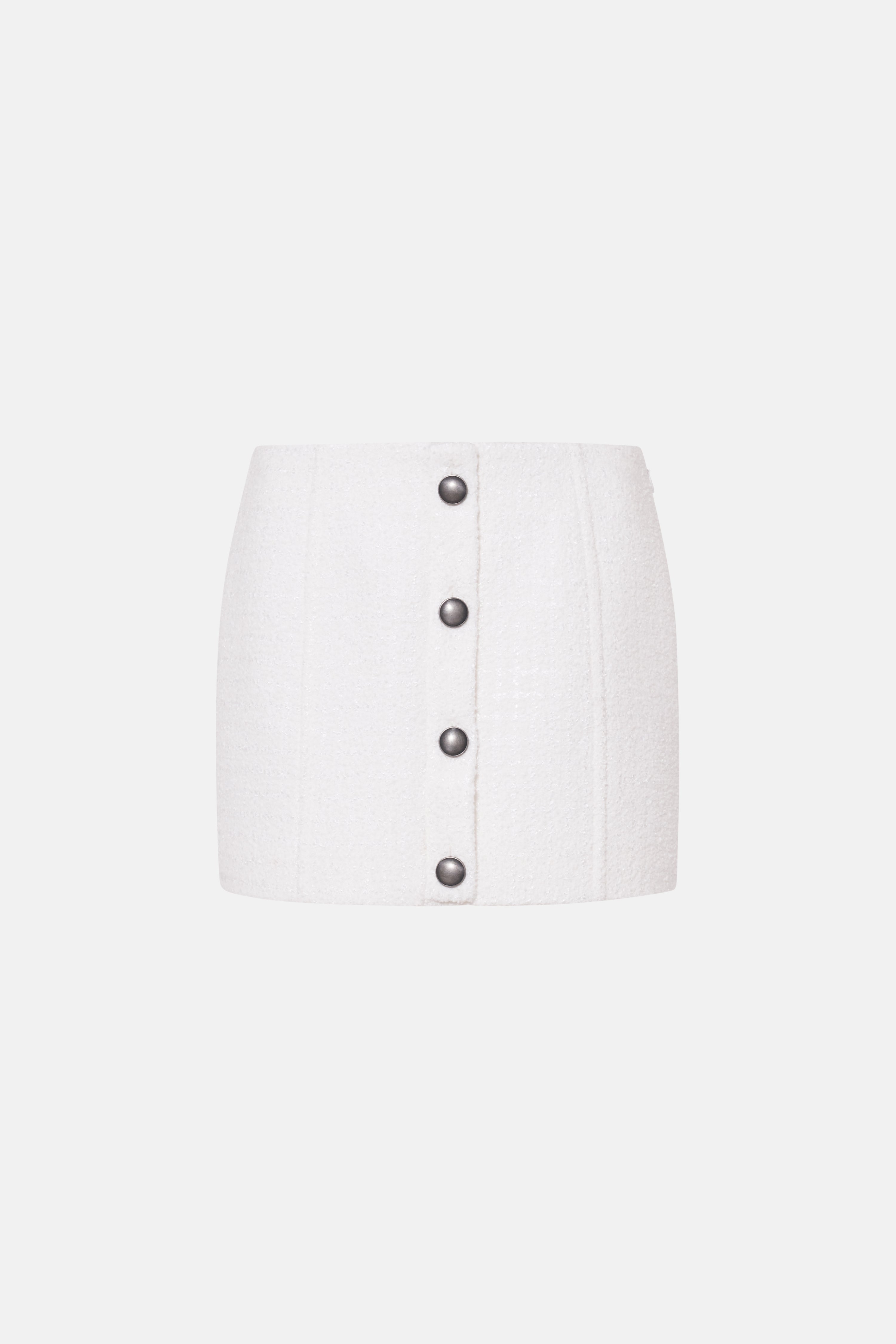 CHECKED TWEED BOUCLE LOW WAIST MINI SKIRT, BUTTONS