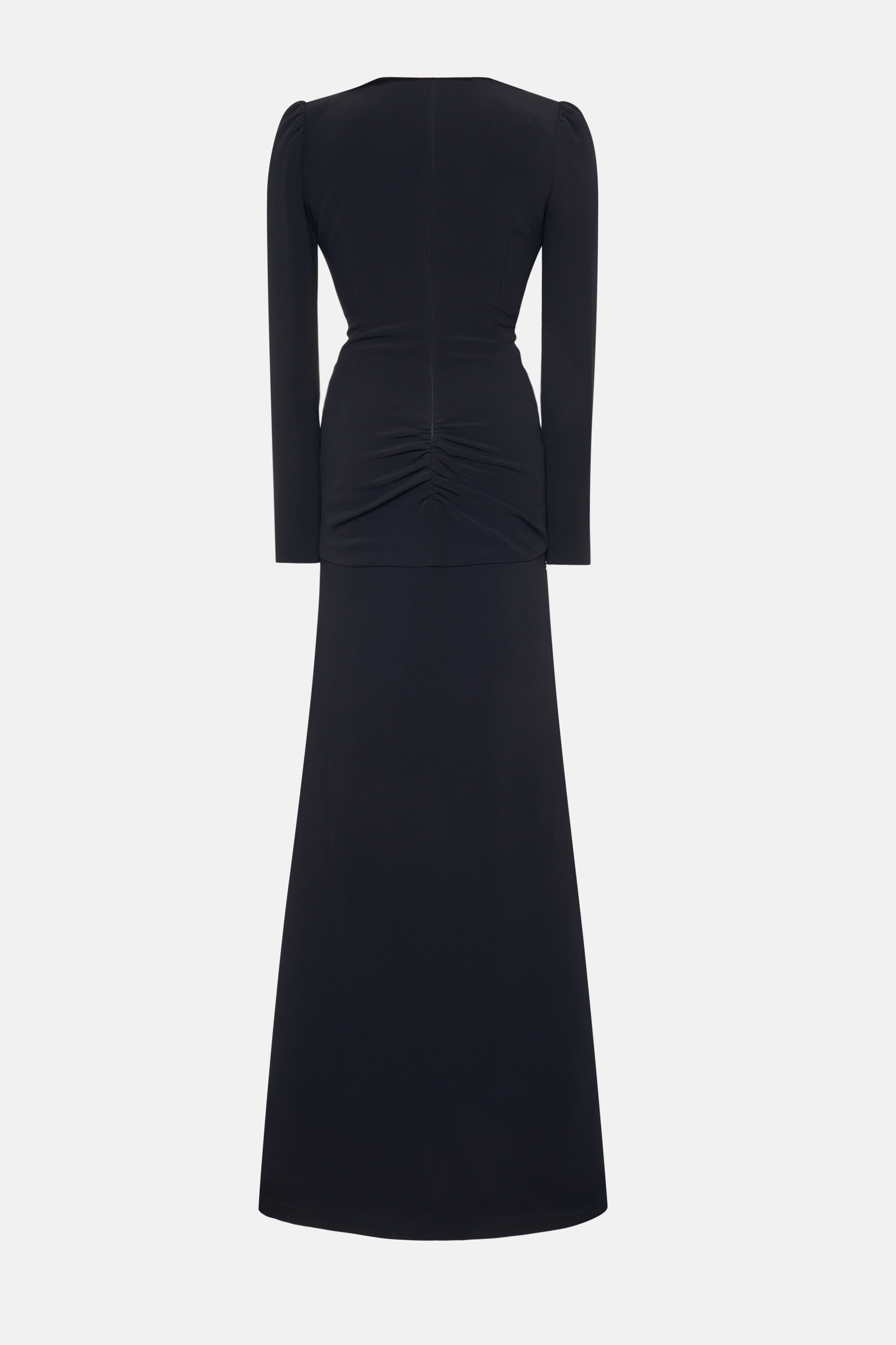 CADY EVENING DRESS WITH MIKADO COLLAR, ROSE DETAIL