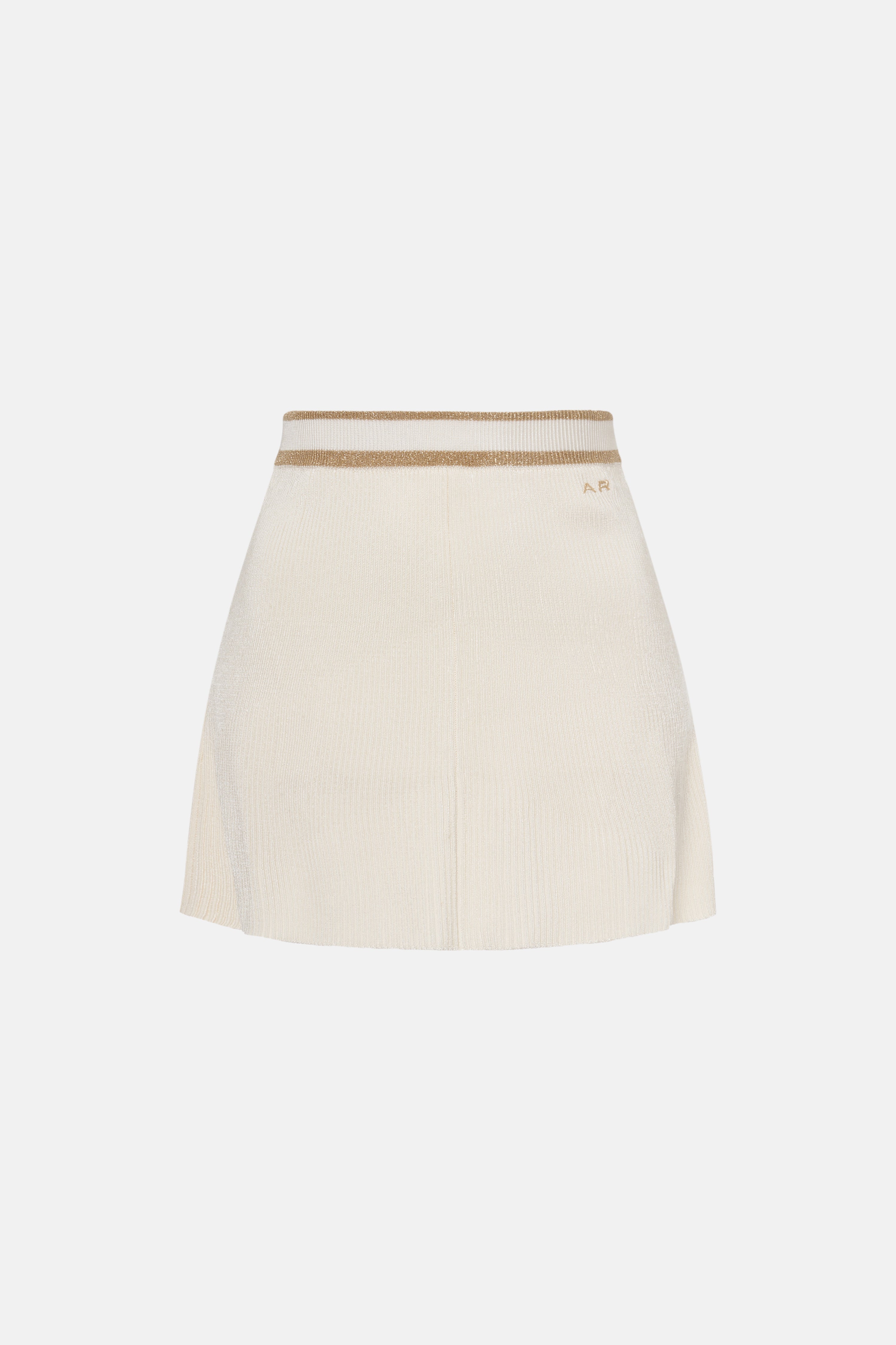 RIBBED KNIT FLARED MINI SKIRT WITH LUREX DETAILS