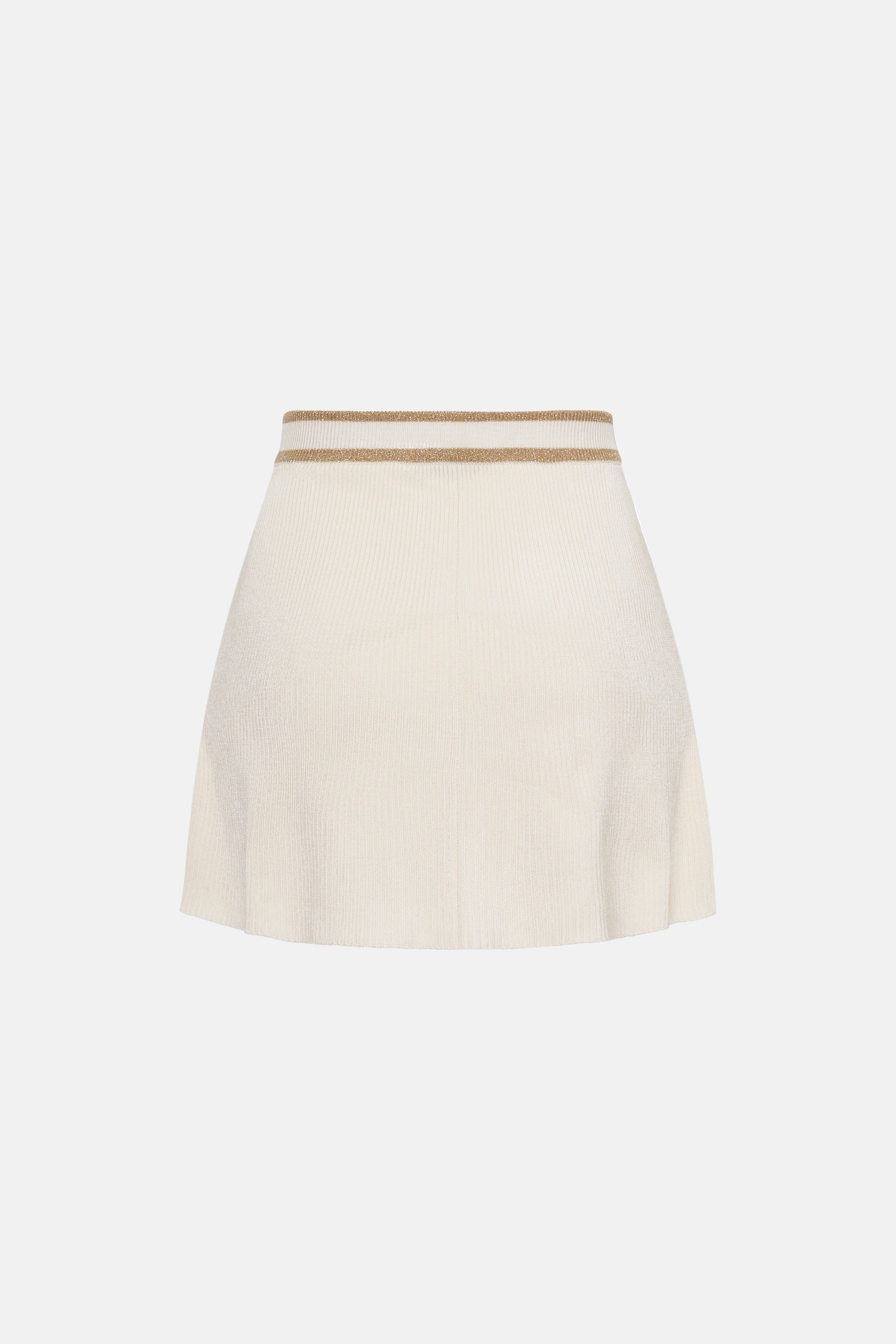 RIBBED KNIT FLARED MINI SKIRT WITH LUREX DETAILS