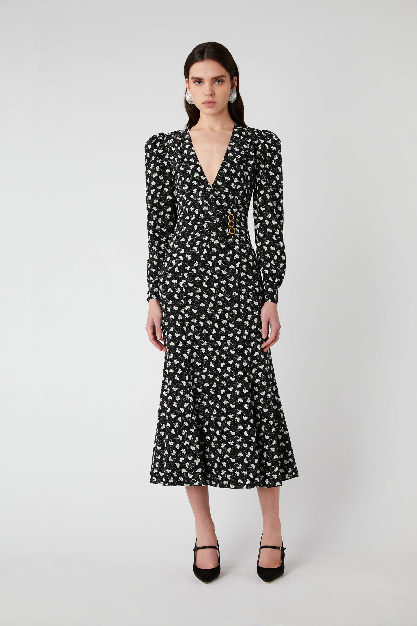 CLOVER PRINT DRAPED DRESS