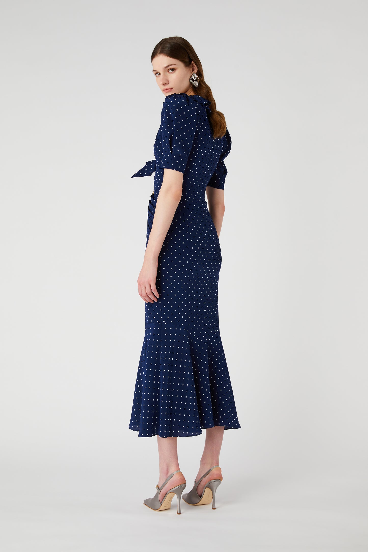 POLKA DOT PRINT DRESS WITH RUFFLE