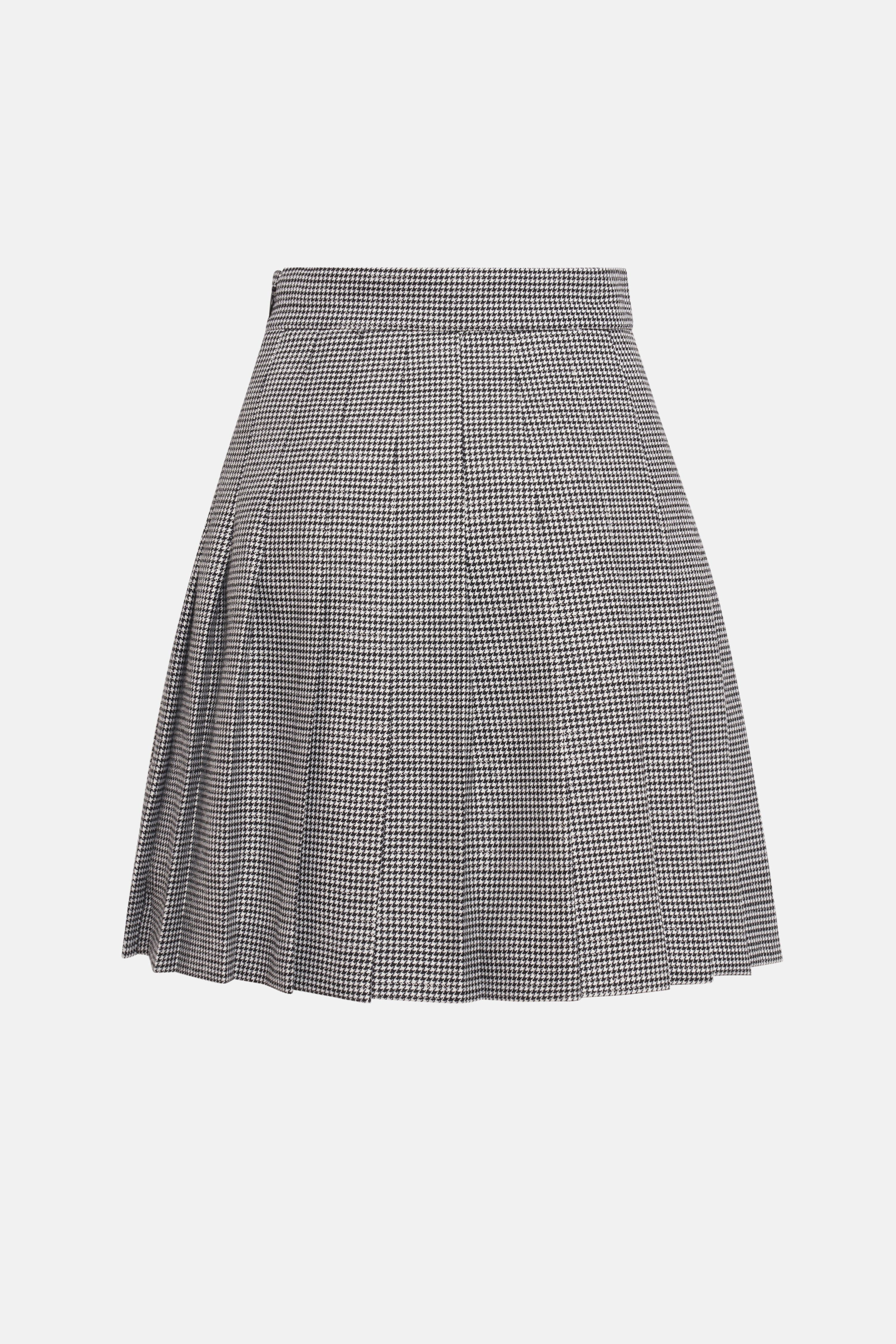 LUREX WOOL PIED DE POULE PLEATED MINI SKIRT